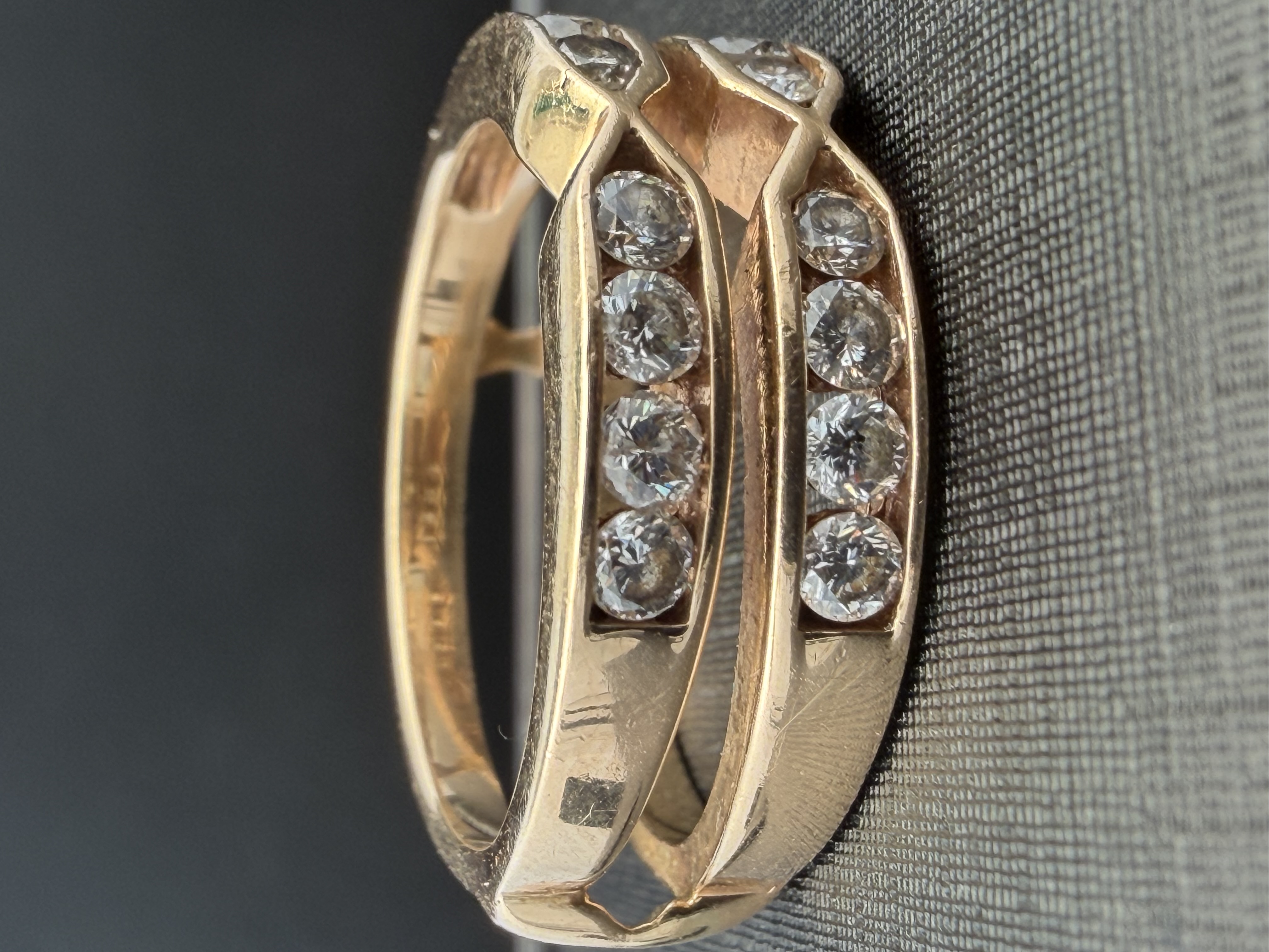 14K Yellow Gold Natural Diamond Double Band Ring