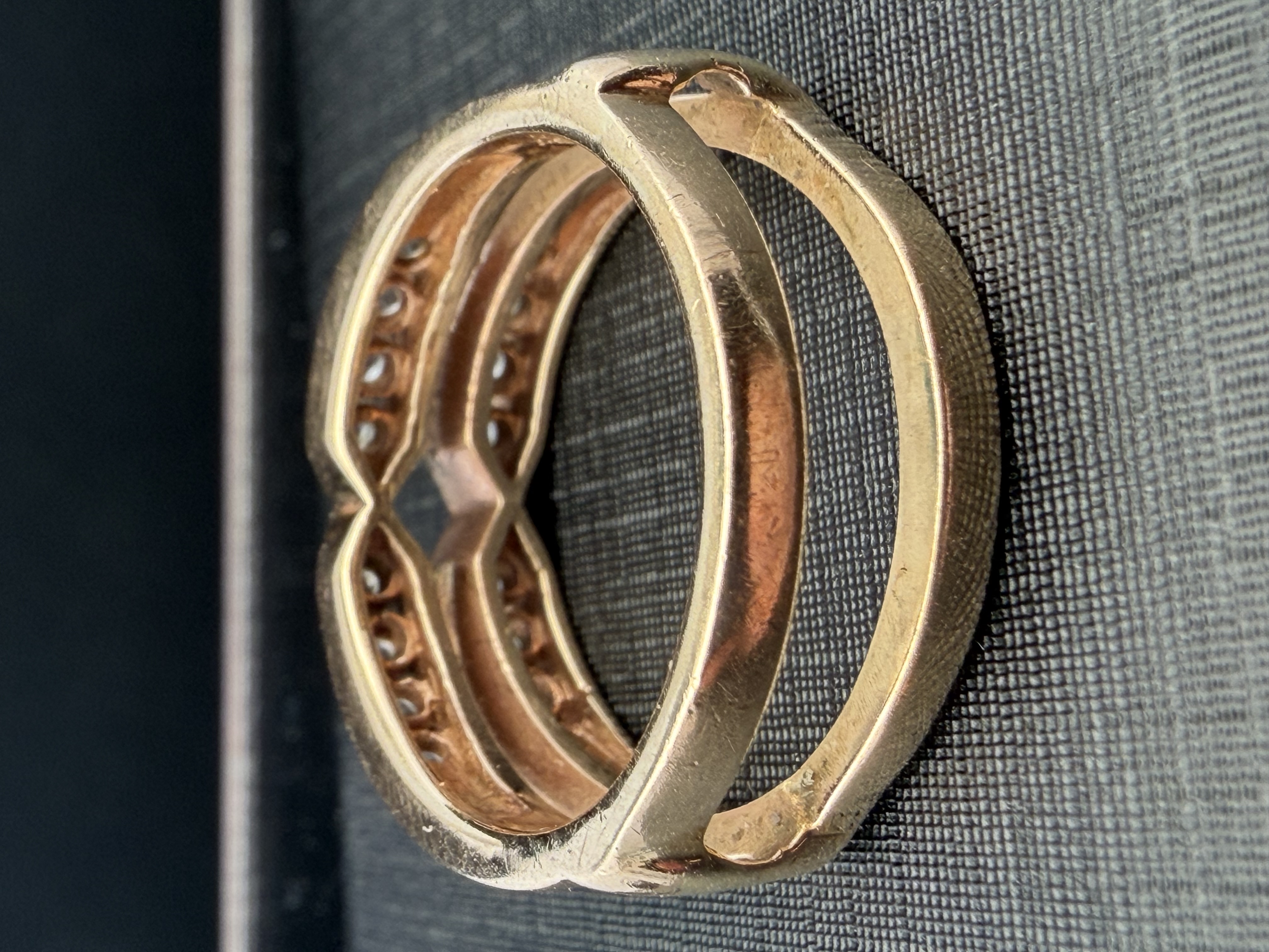 14K Yellow Gold Natural Diamond Double Band Ring