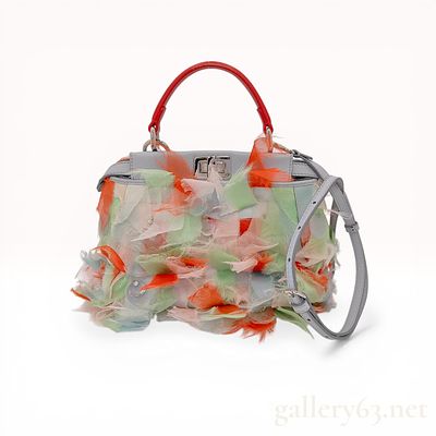 Fendi Multicolor Satin Mini Embellished Peekaboo Top Handle Bag Fendi Mini Peekaboo handbag 