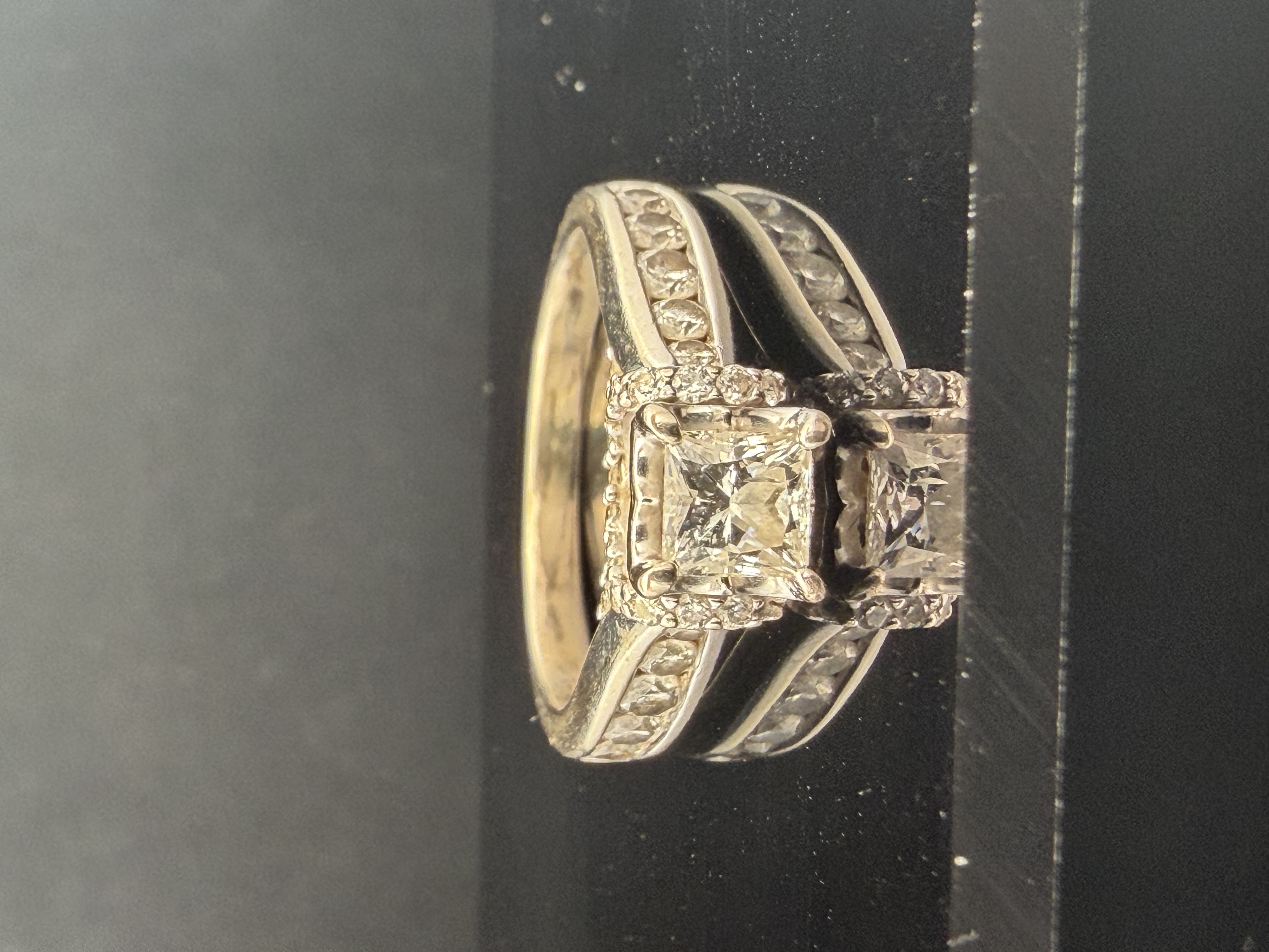 14K White Gold Natural Princess Cut Diamond Engagement Ring