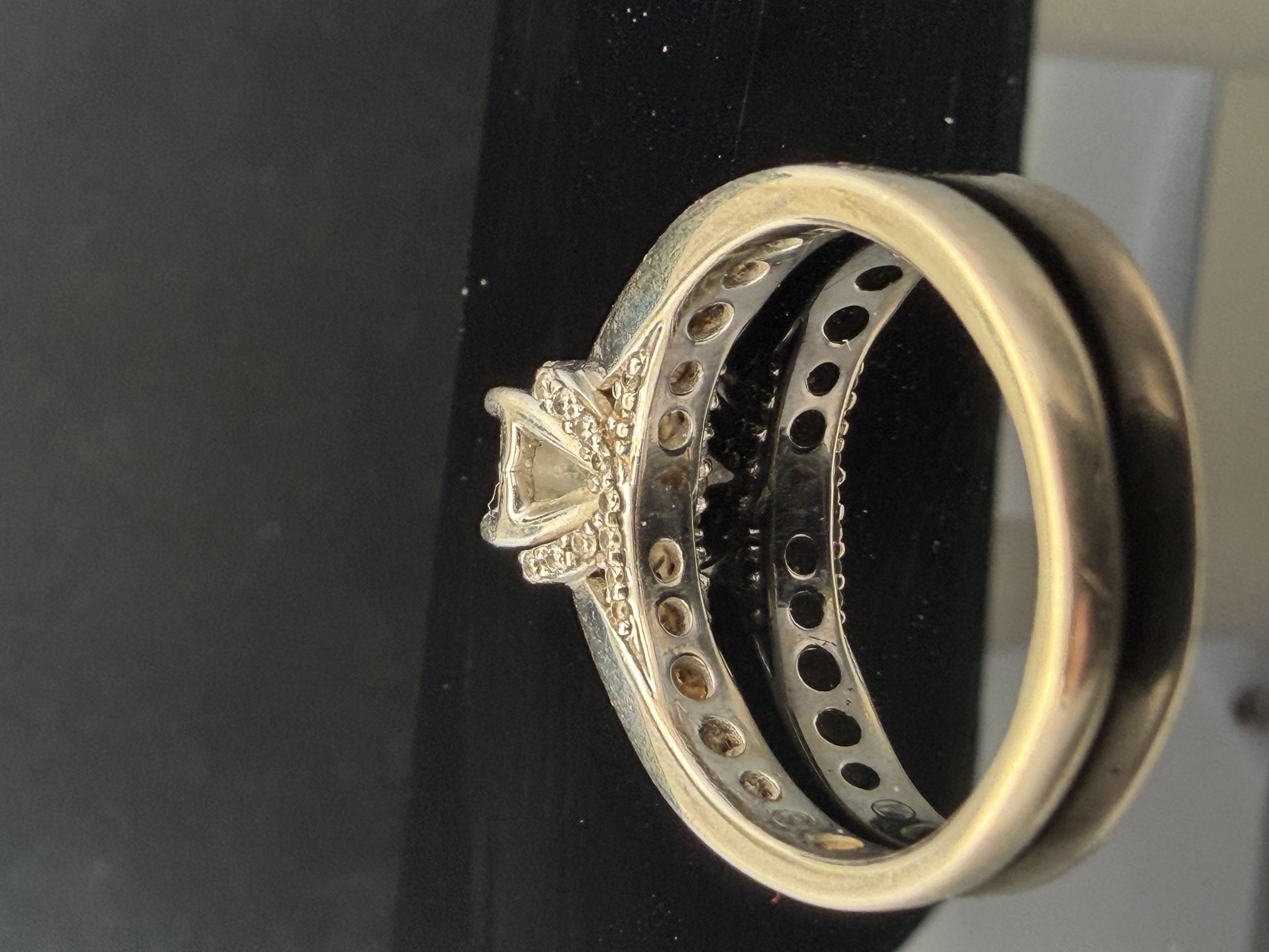 14K White Gold Natural Princess Cut Diamond Engagement Ring