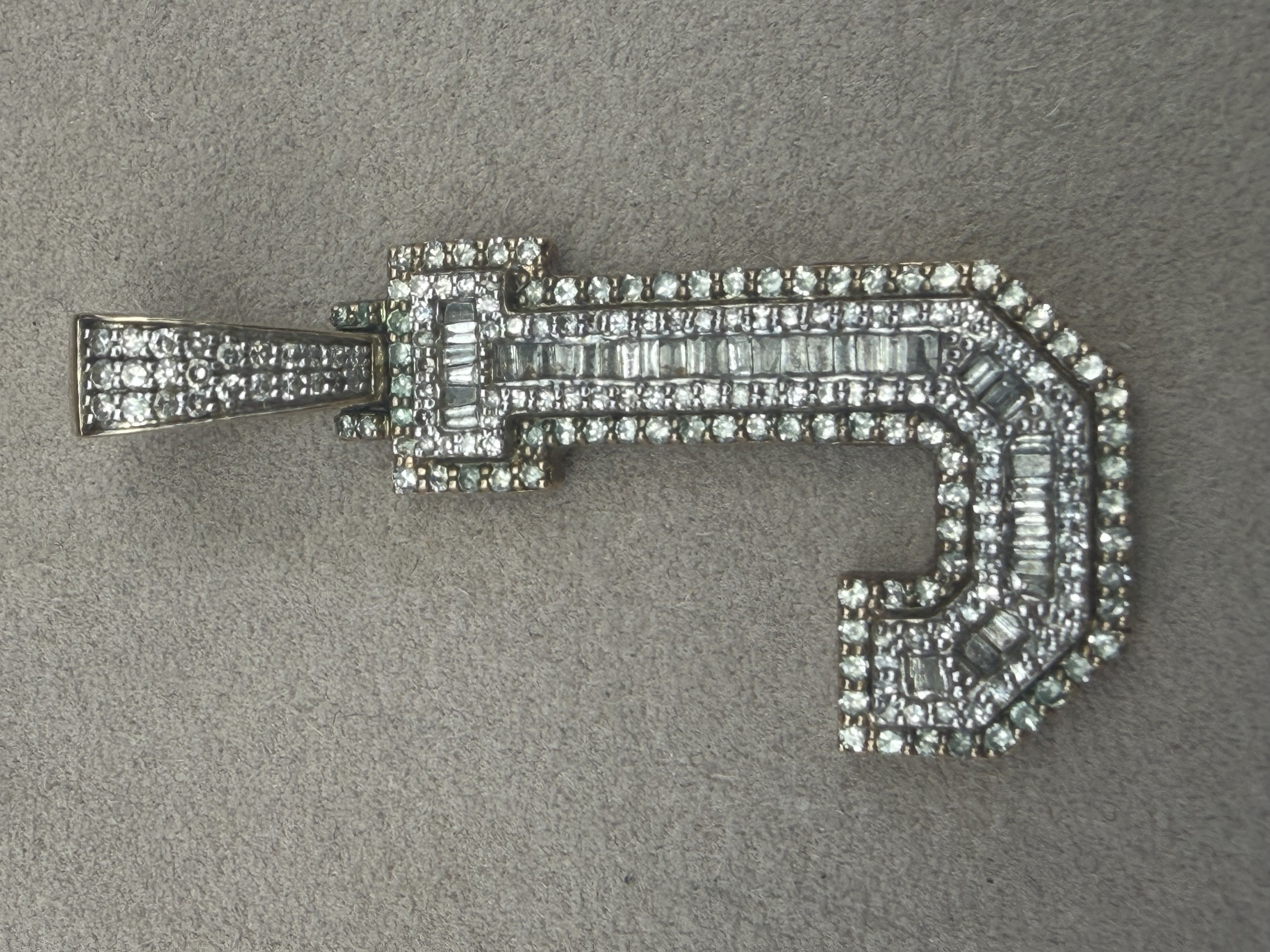 10K Natural Diamond J Initial Pendant
