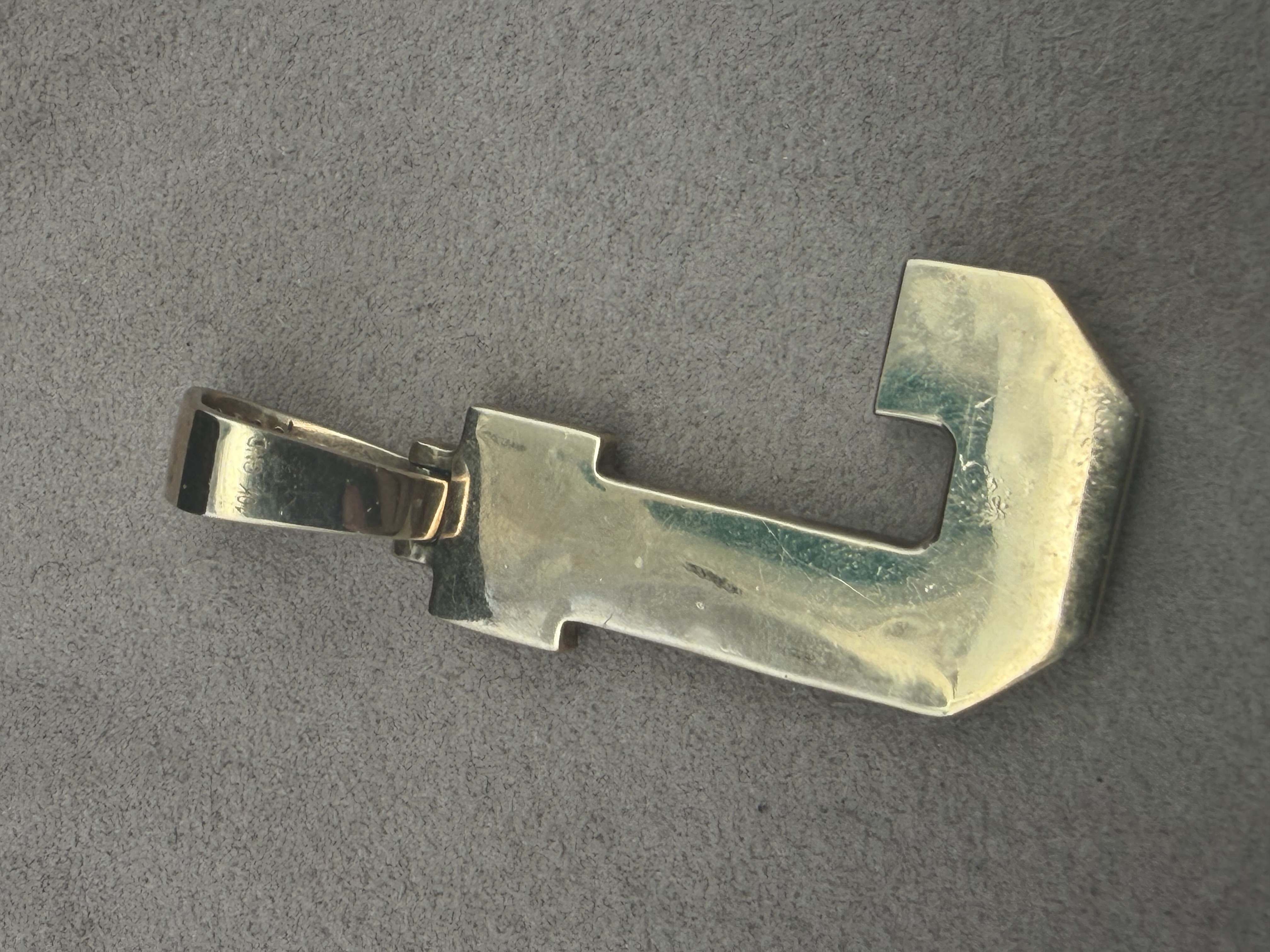 10K Natural Diamond J Initial Pendant