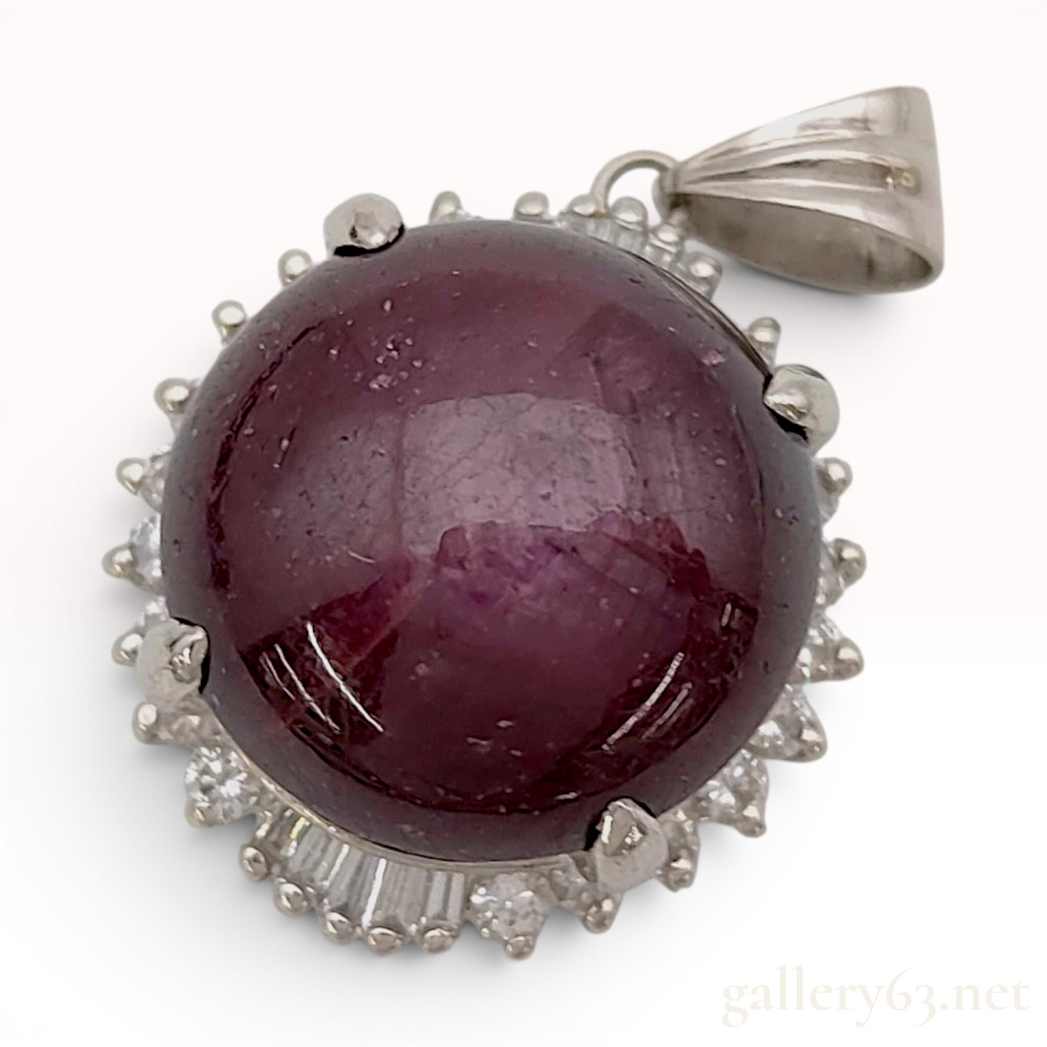Large 20.50 Carat Star Ruby and 0.64 Carat Diamond Platinum Pendant