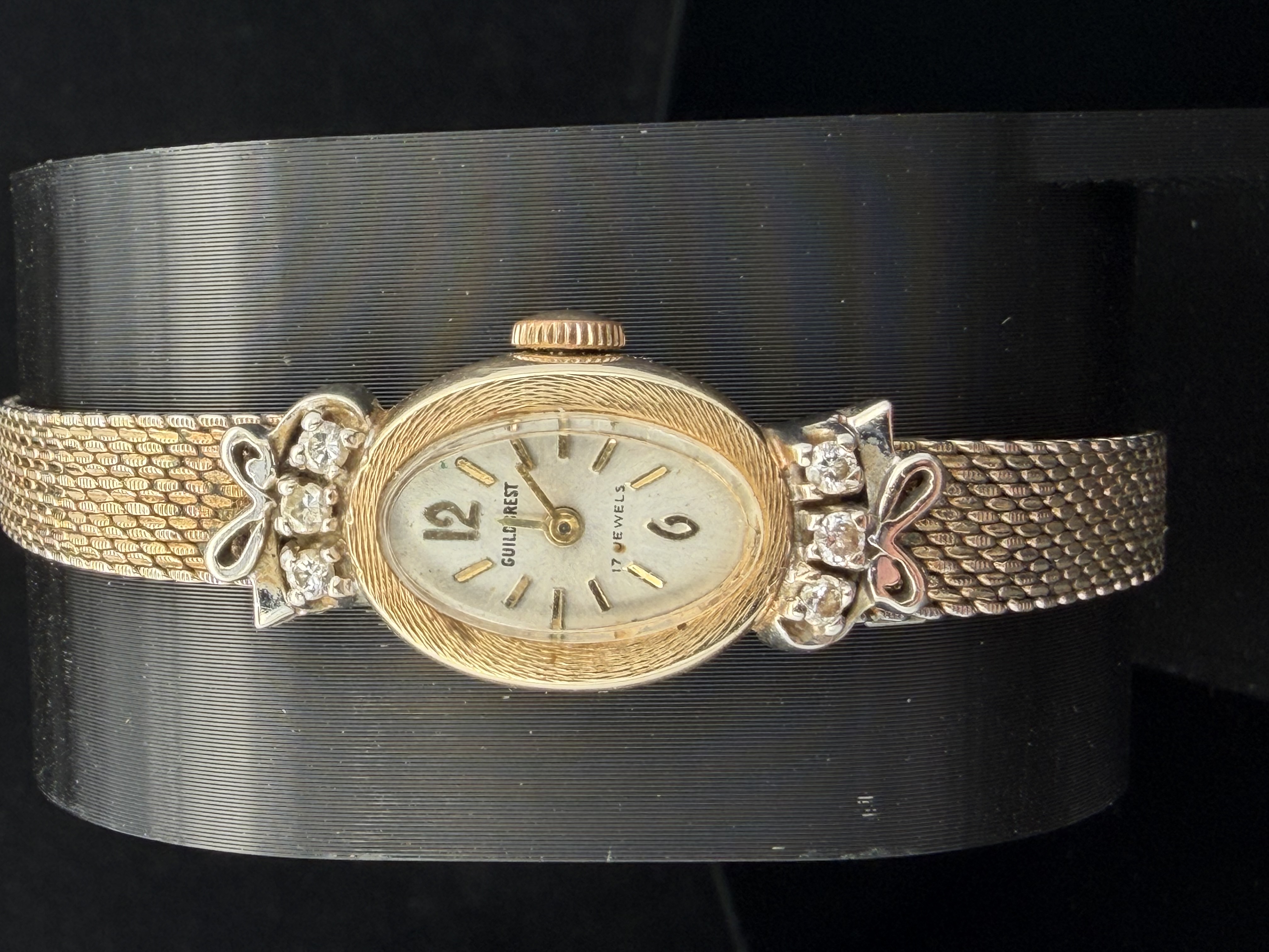 Estate 14K Yellow Gold and Diamond Swiss Made Ladies Cocktail Watch