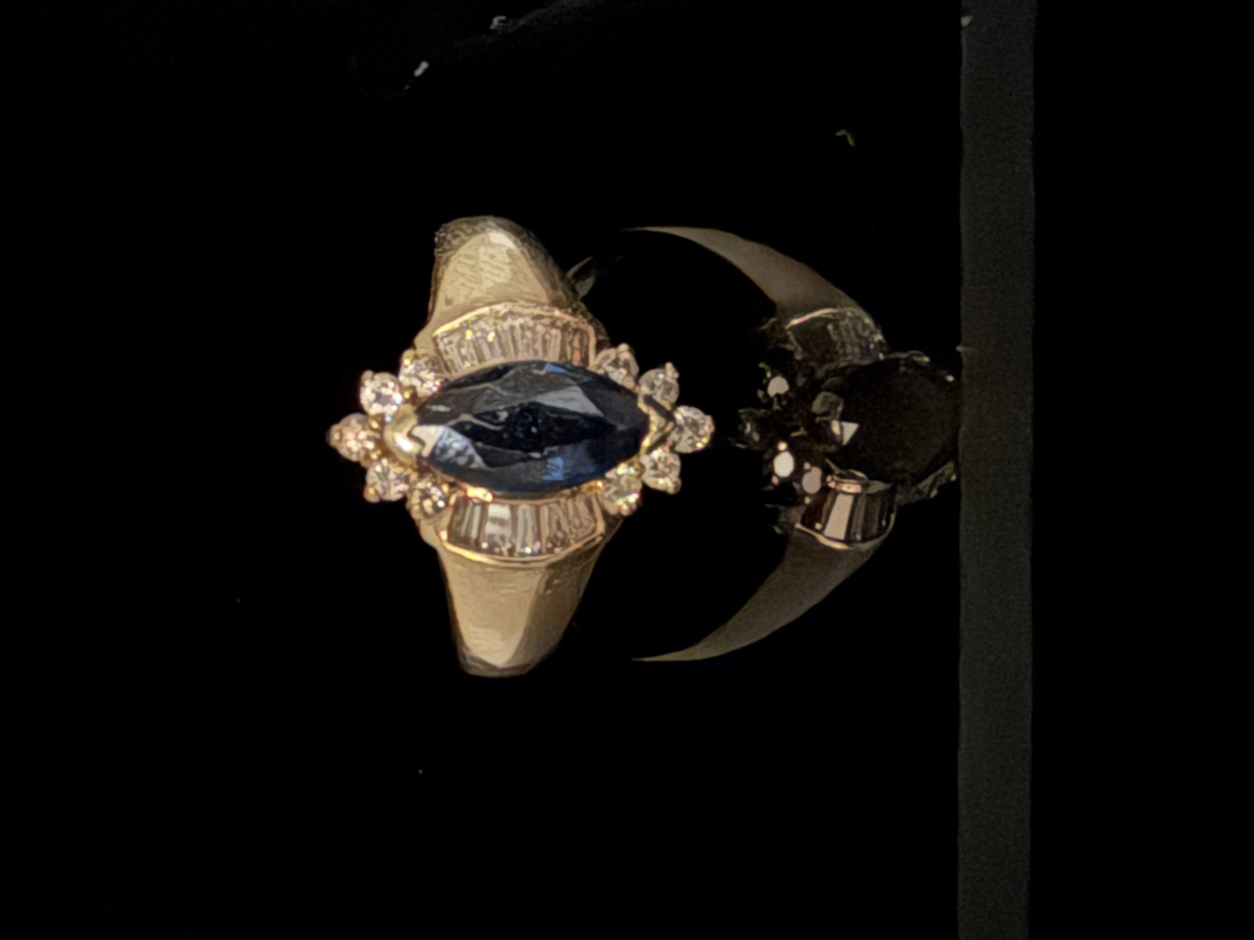 14K Yellow Gold Sapphire and Diamond Ring