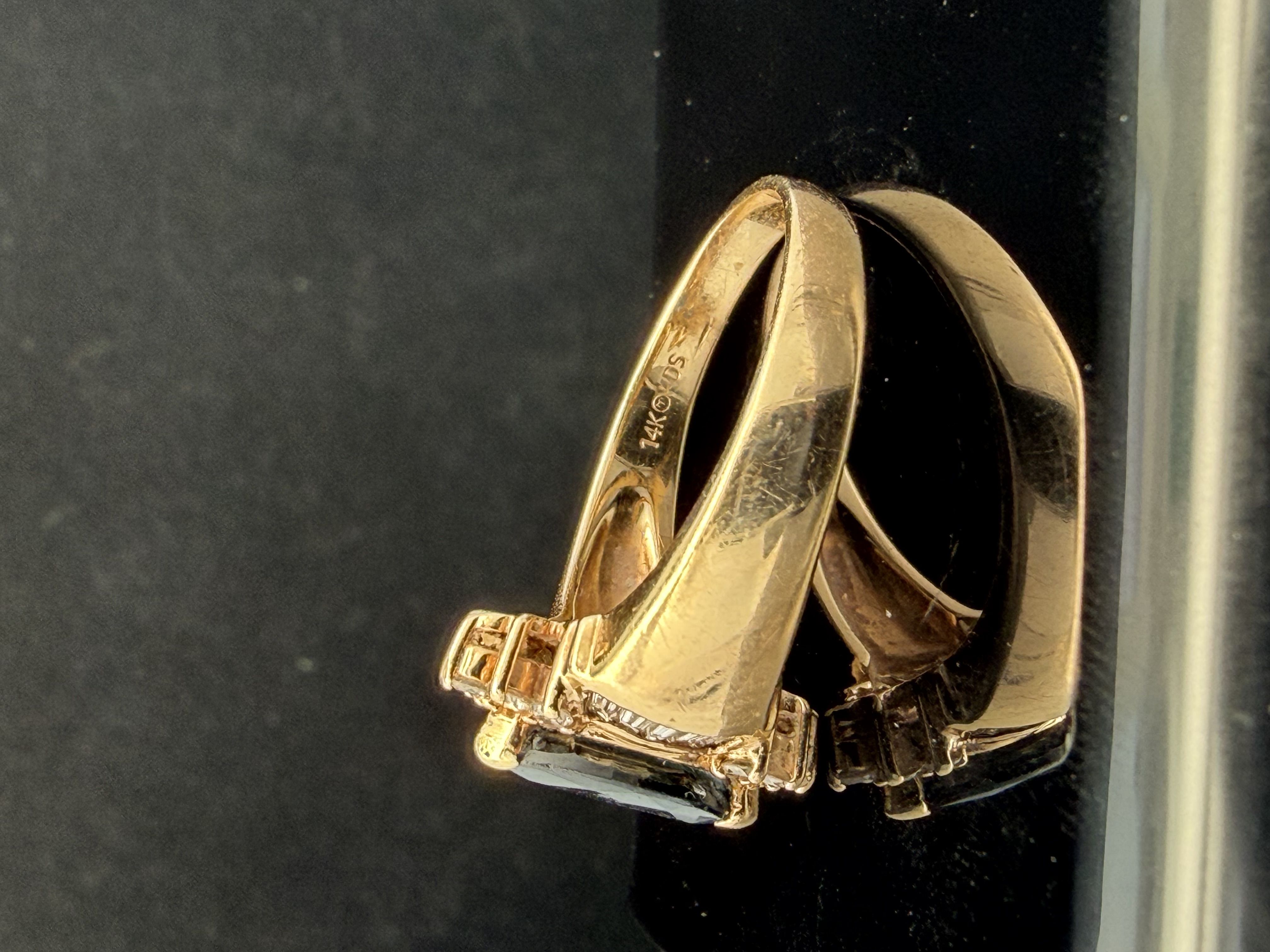 14K Yellow Gold Sapphire and Diamond Ring