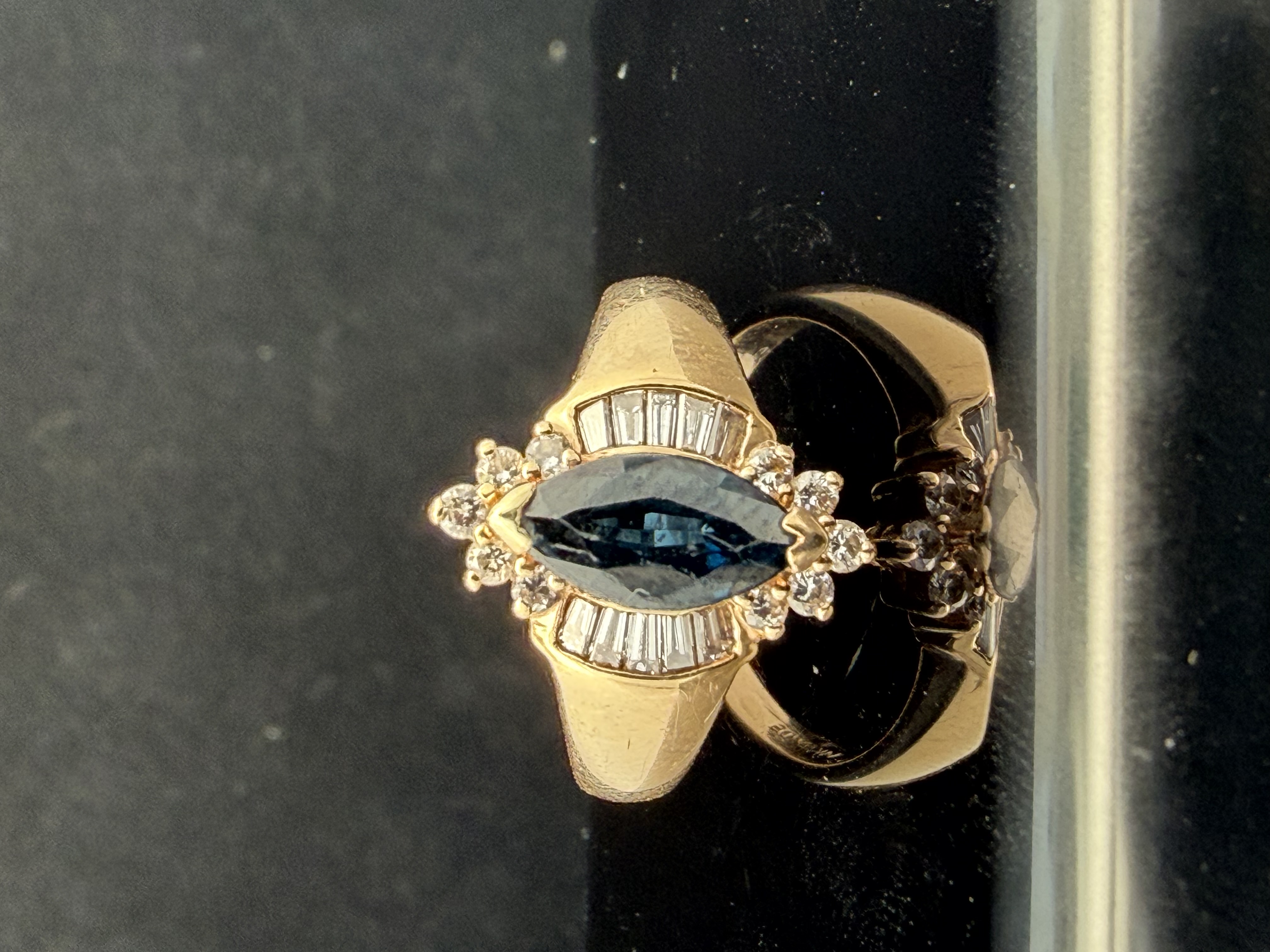 14K Yellow Gold Sapphire and Diamond Ring