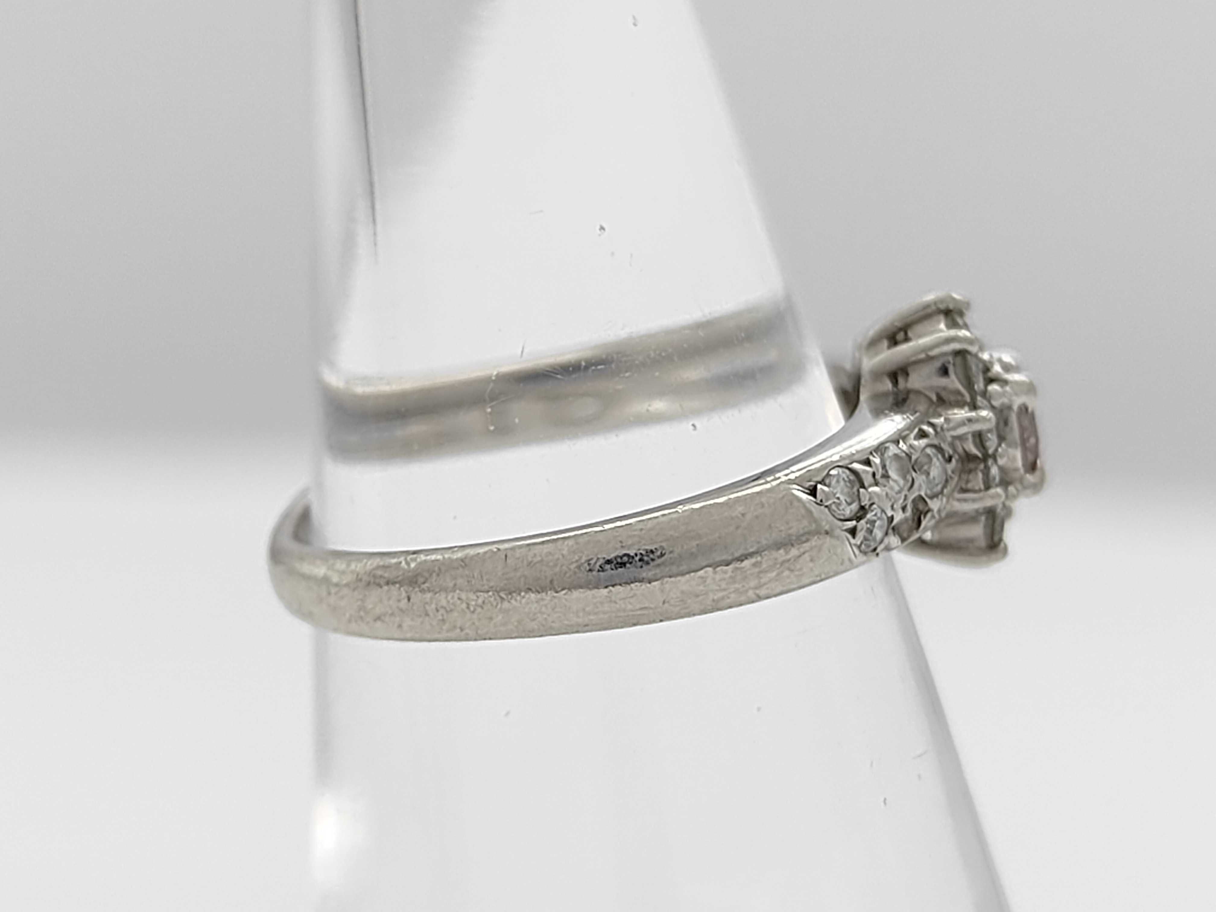 Natural Pink Diamond and Colorless Diamond Cluster Ring in Pt900 Platinum by Jewelry Maki