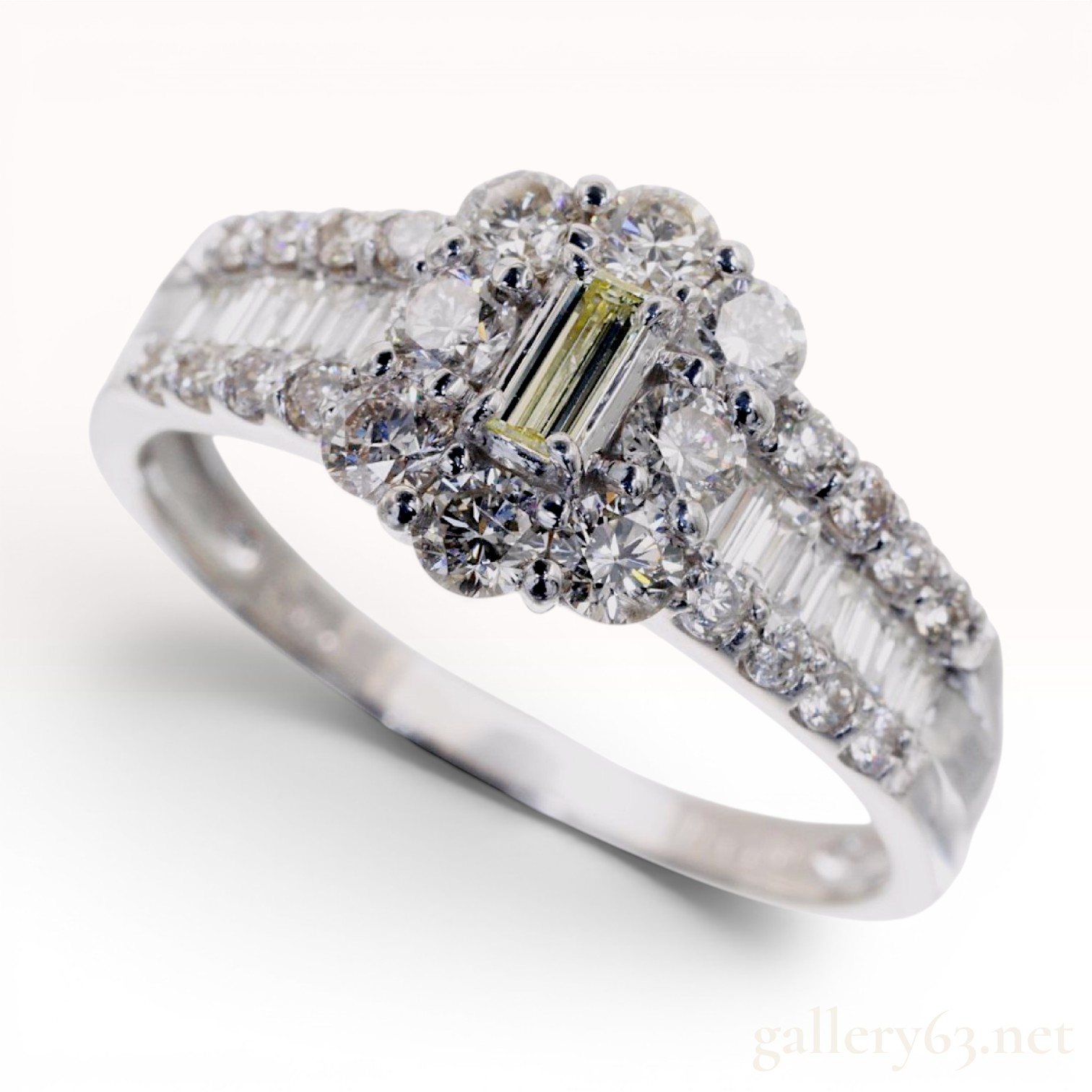 Platinum and 1.00 Carat Total Weight Natural Diamond Cluster Ring