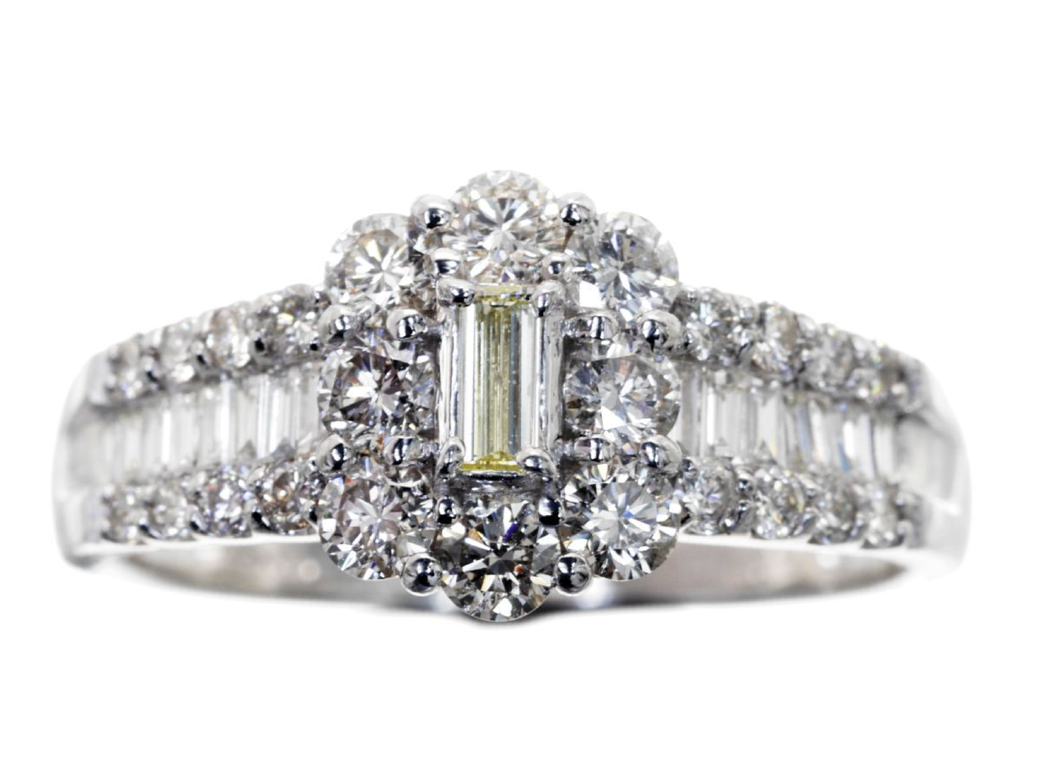 Platinum and 1.00 Carat Total Weight Natural Diamond Cluster Ring