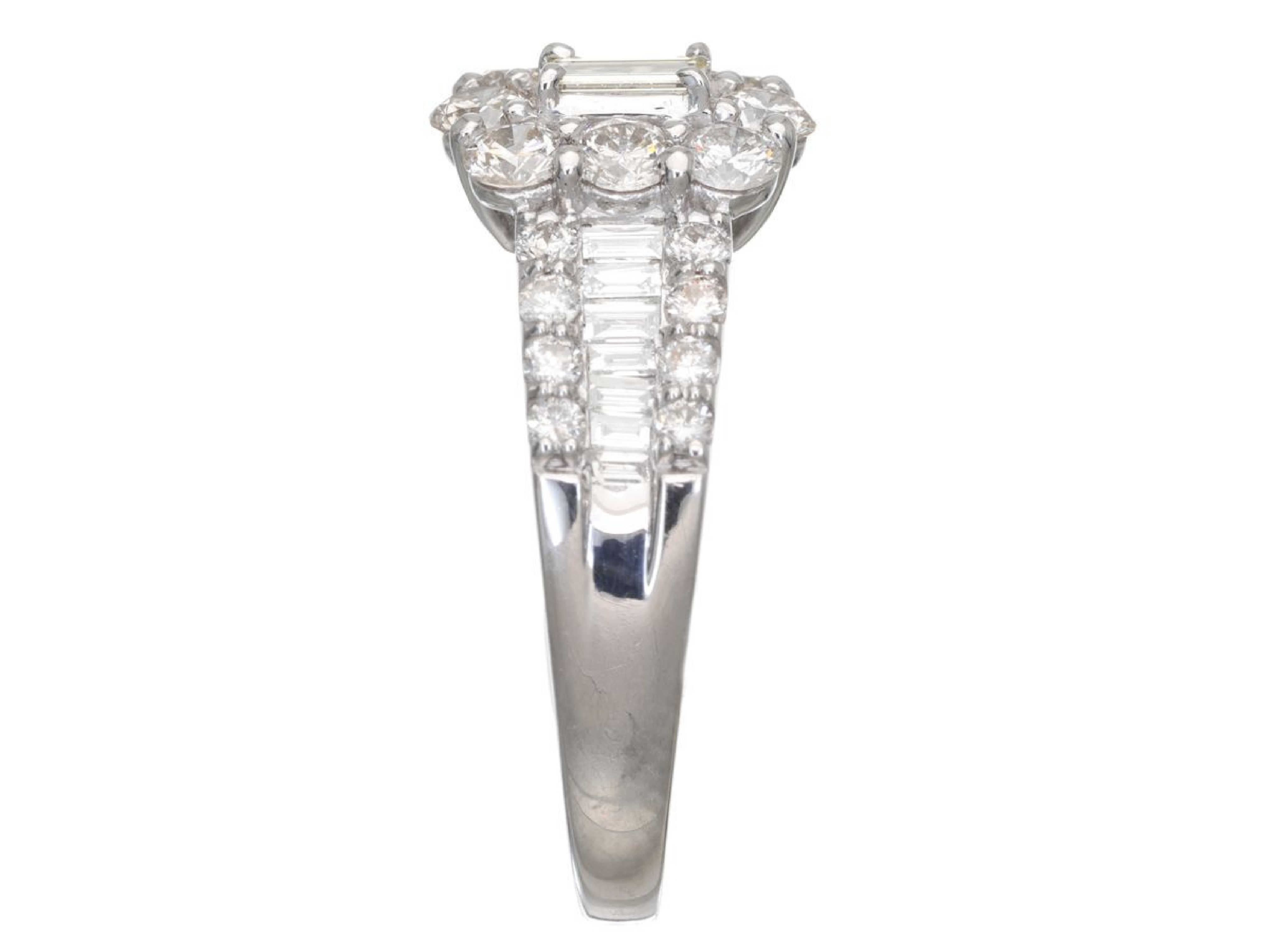 Platinum and 1.00 Carat Total Weight Natural Diamond Cluster Ring