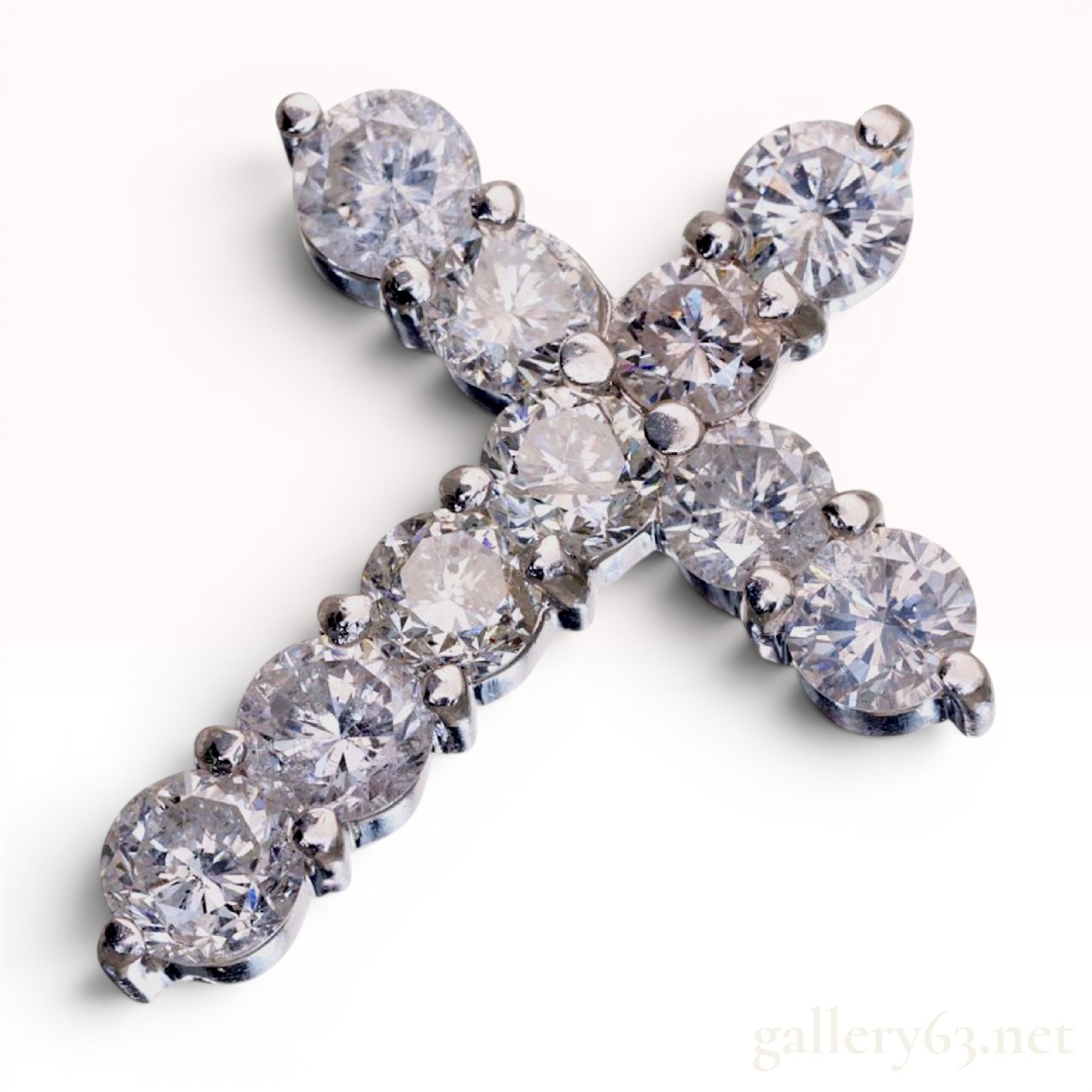 Platinum and 2.00ct Natural Diamond Cross Pendant