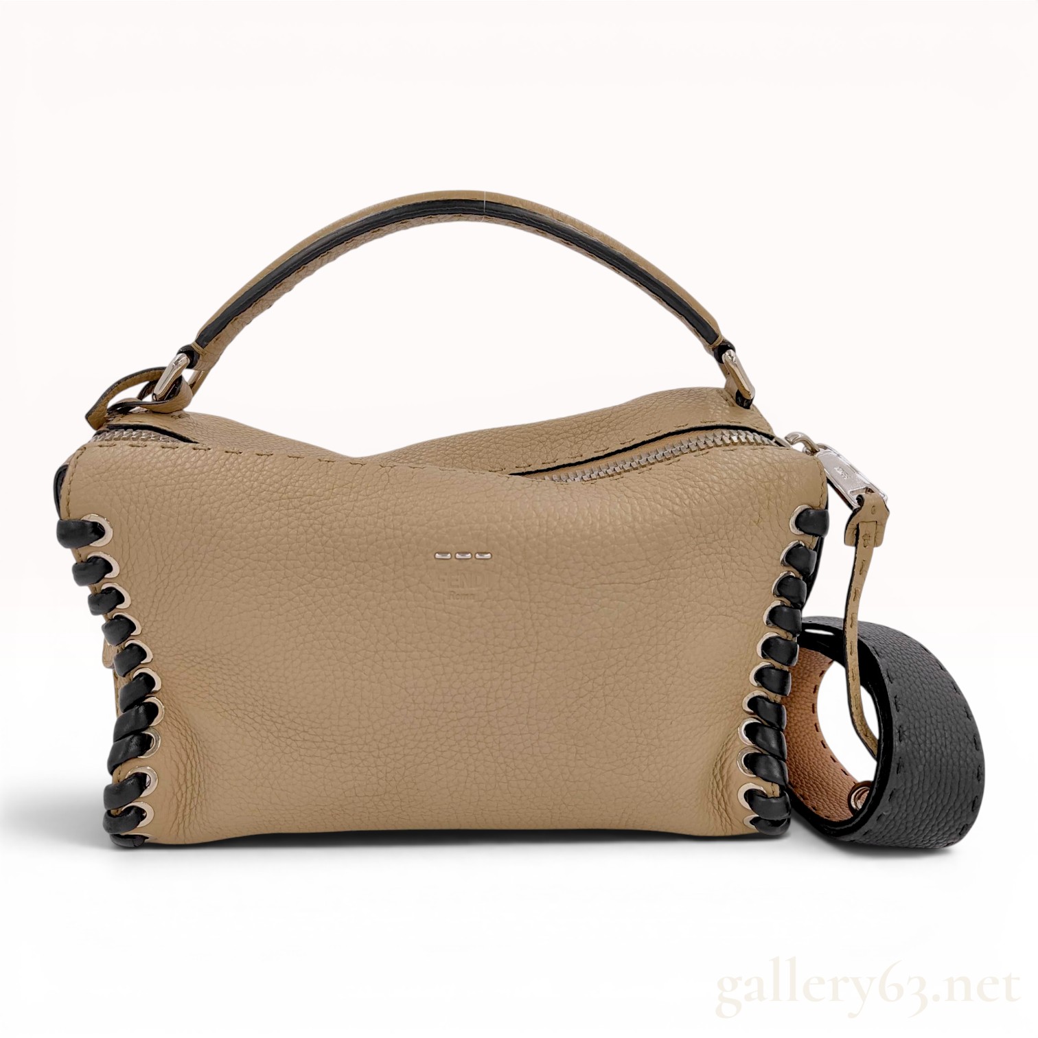 Fendi Selleria Lei Whipstitch Leather Top Handle Bag