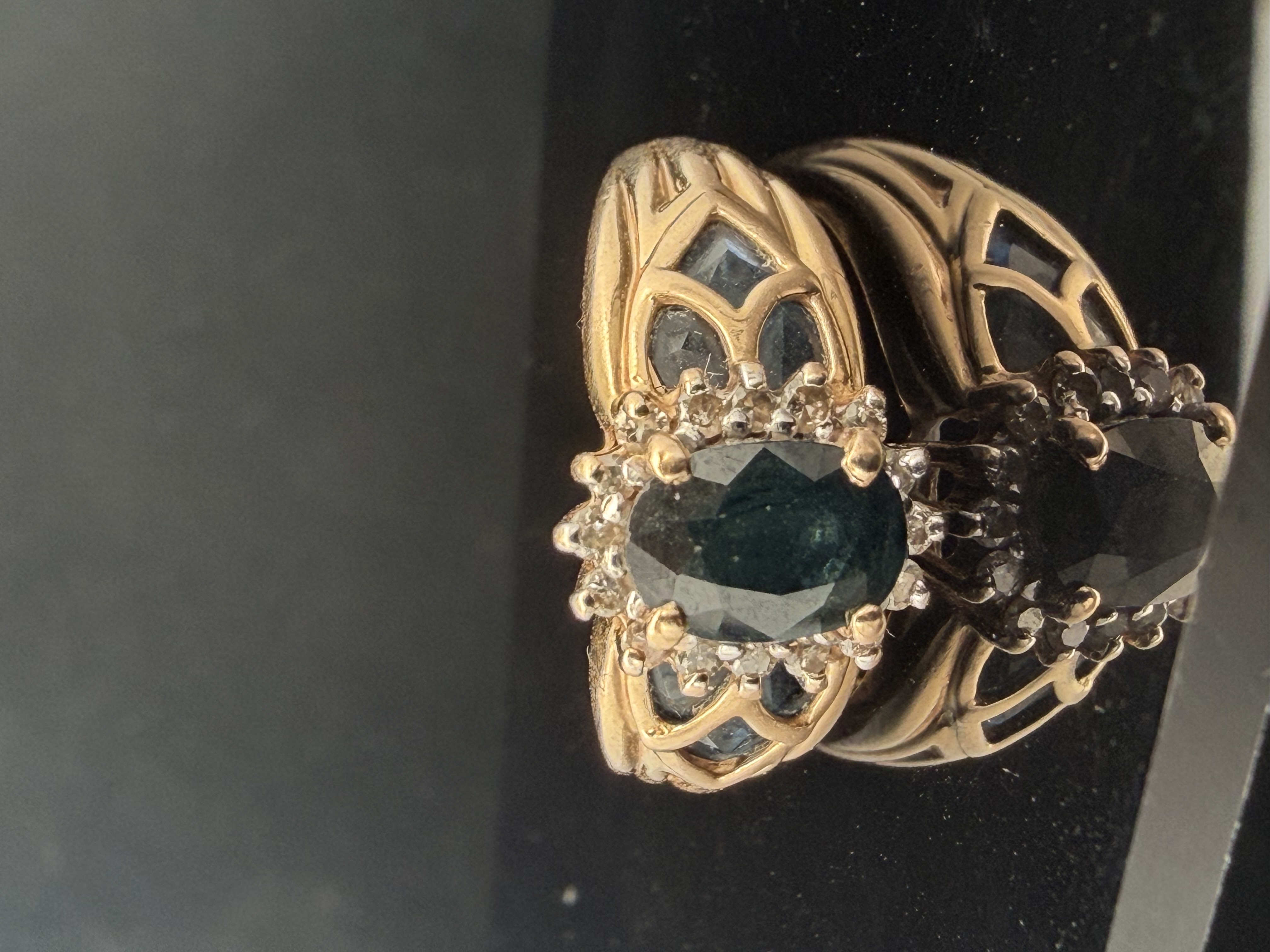 14K Yellow Gold Natural Sapphire and Diamond Ring