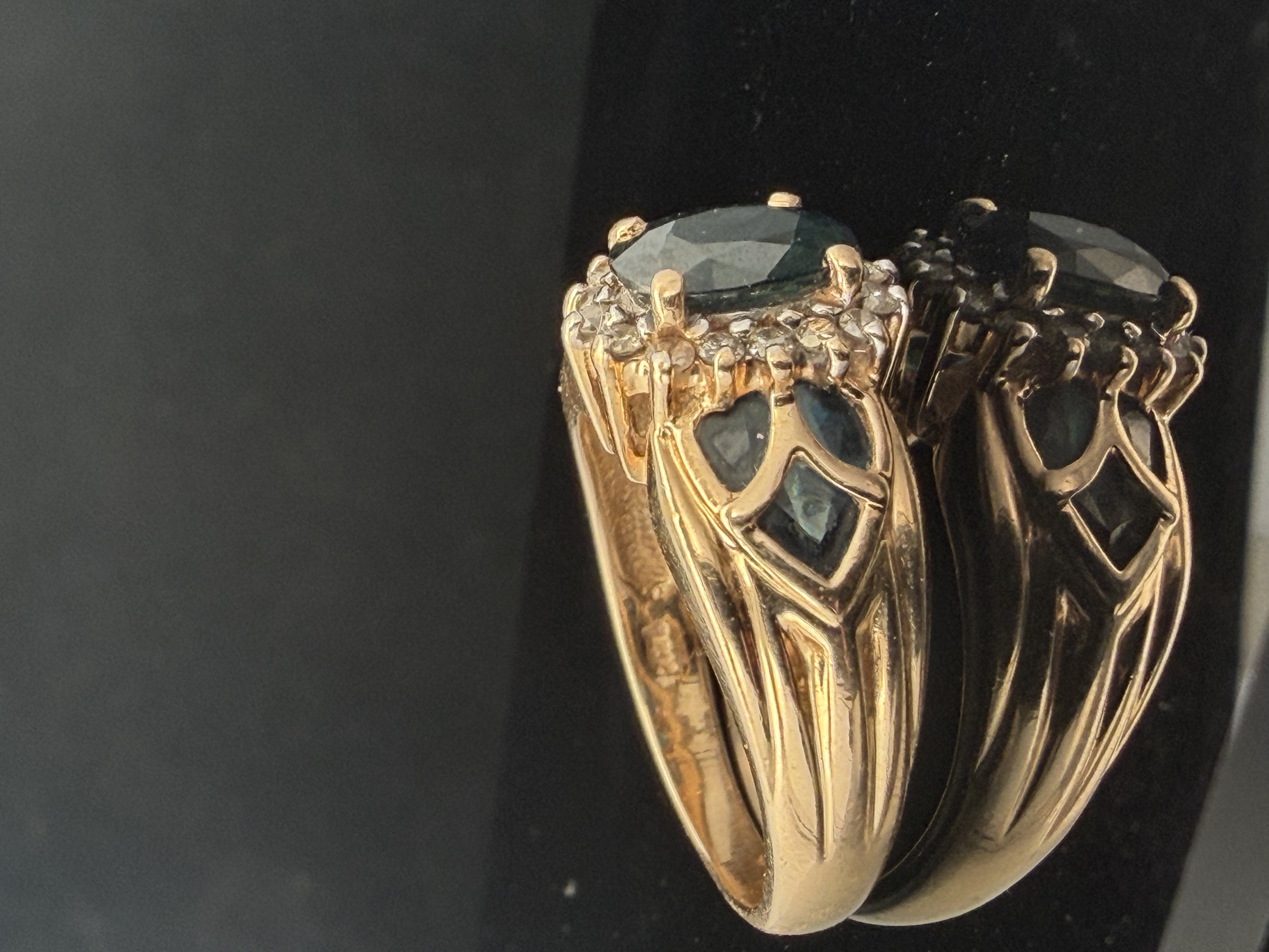 14K Yellow Gold Natural Sapphire and Diamond Ring