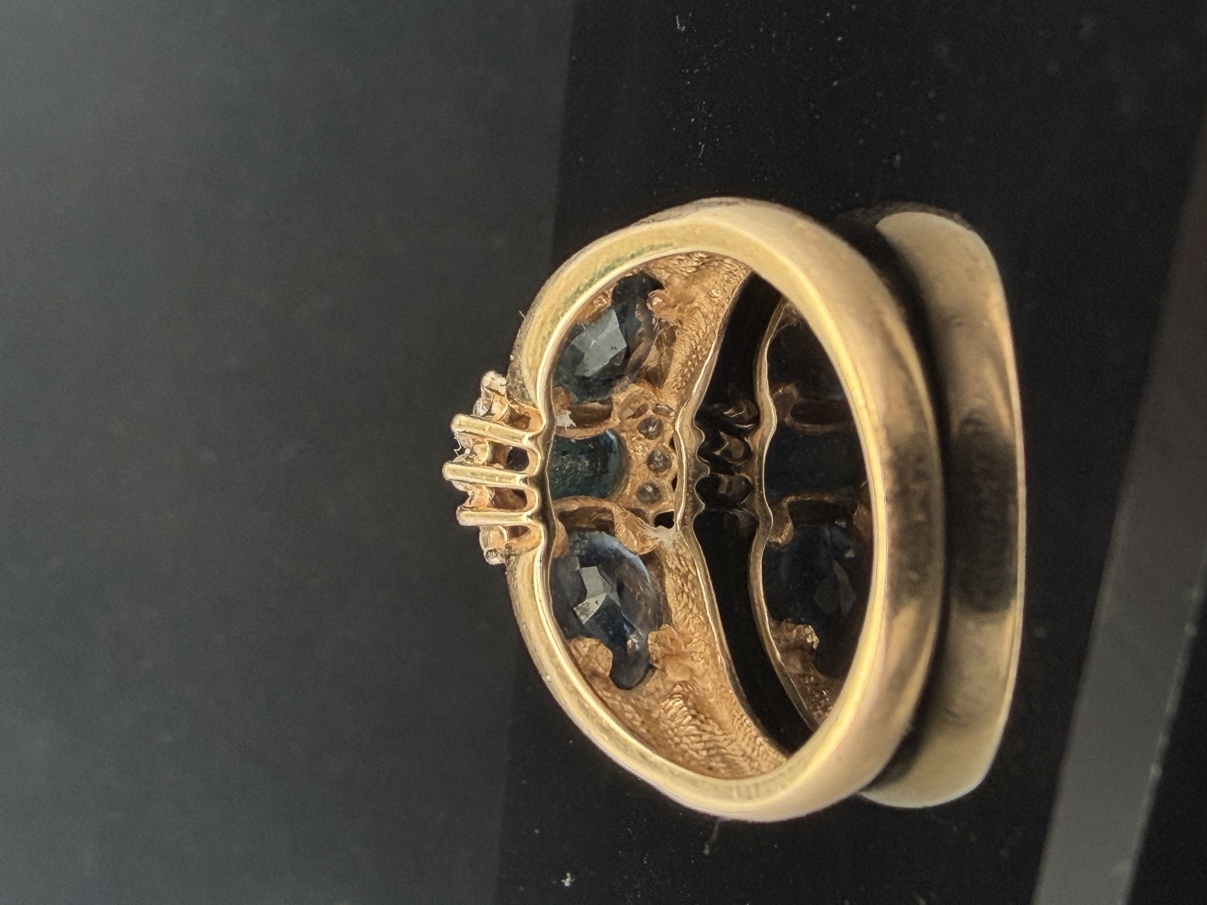 14K Yellow Gold Natural Sapphire and Diamond Ring