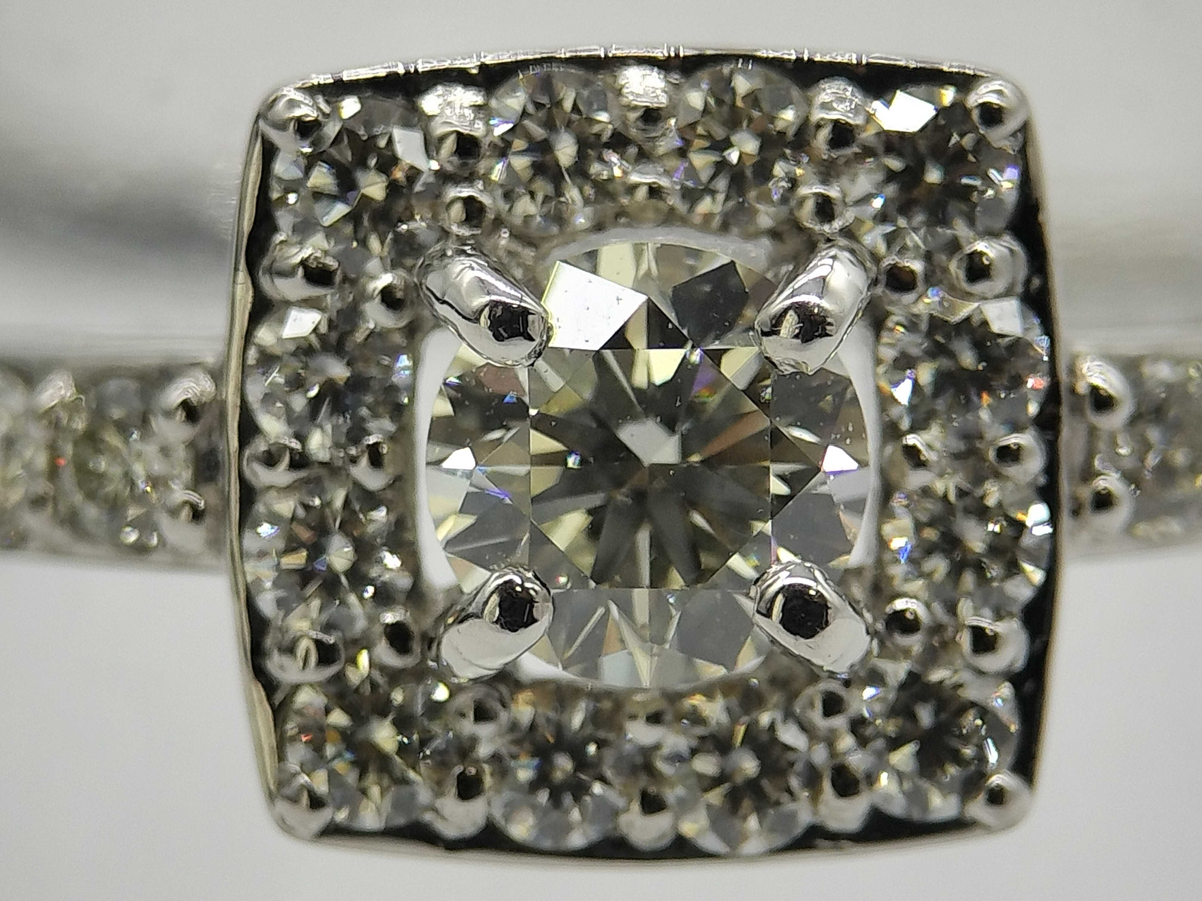 Platinum and Diamond Square Halo Ring