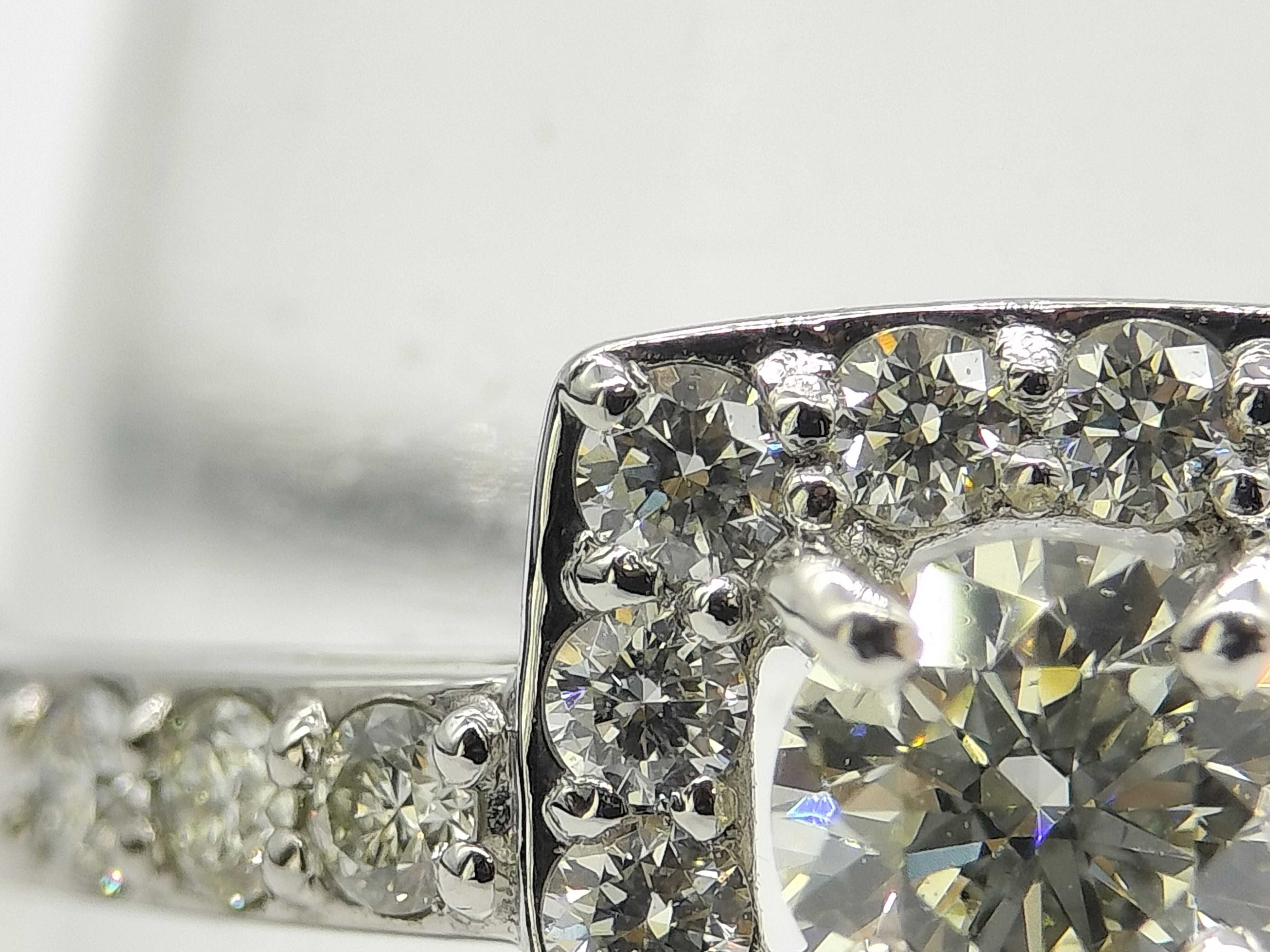Platinum and Diamond Square Halo Ring