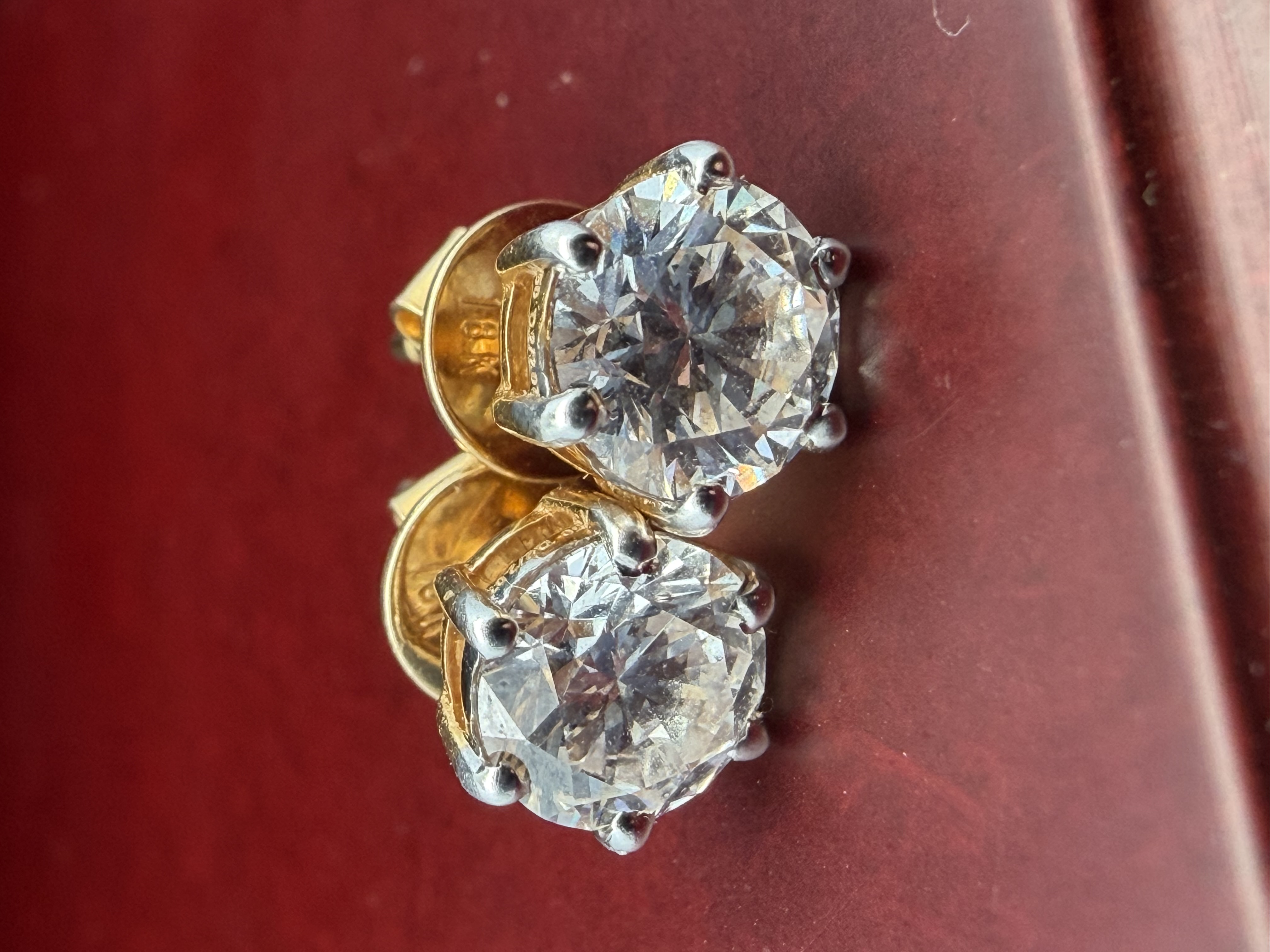 2cttw 18K Yellow Gold Lab Diamond Studs