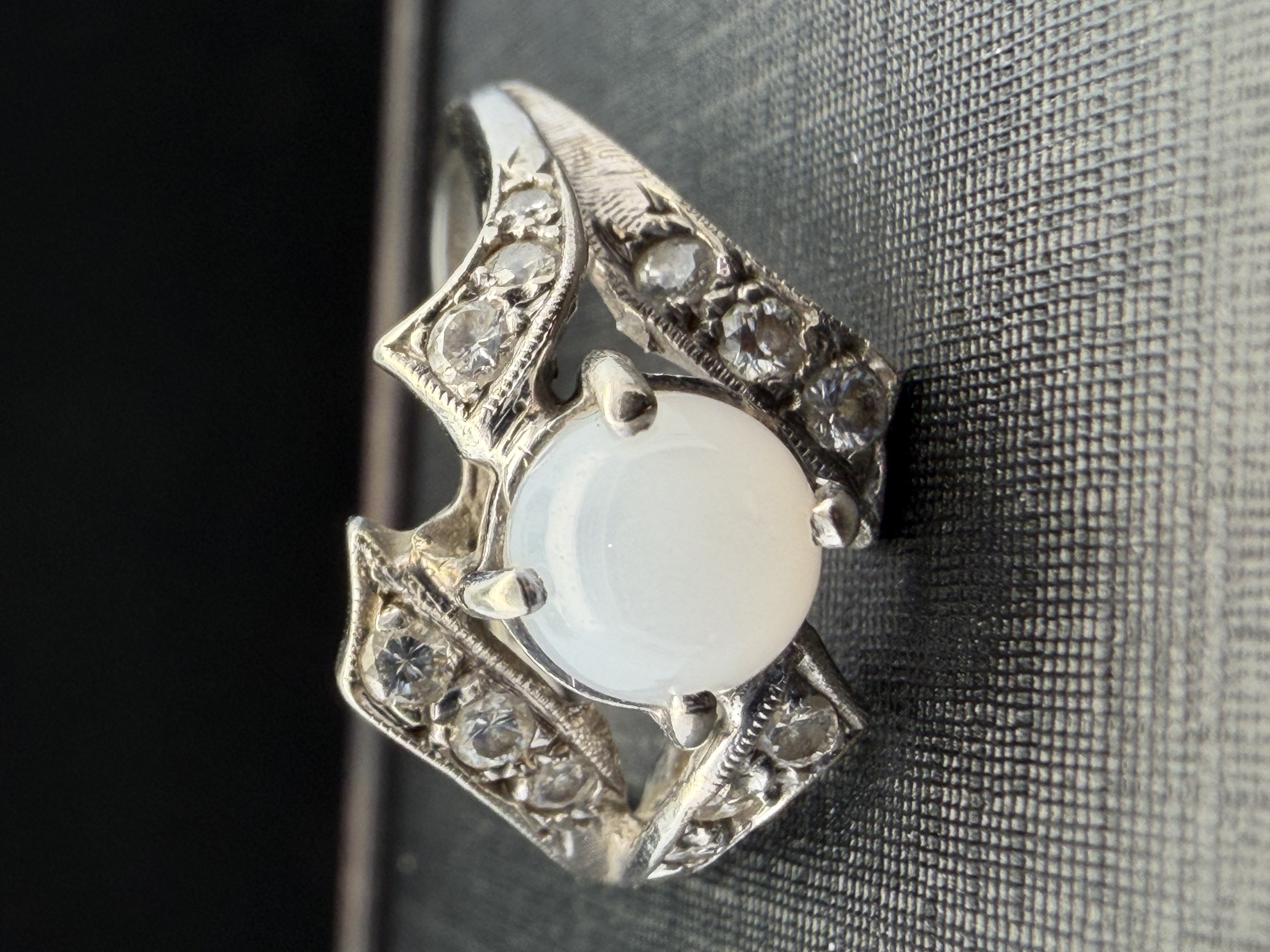 14K White Gold Lab Sapphire and Diamond Ring