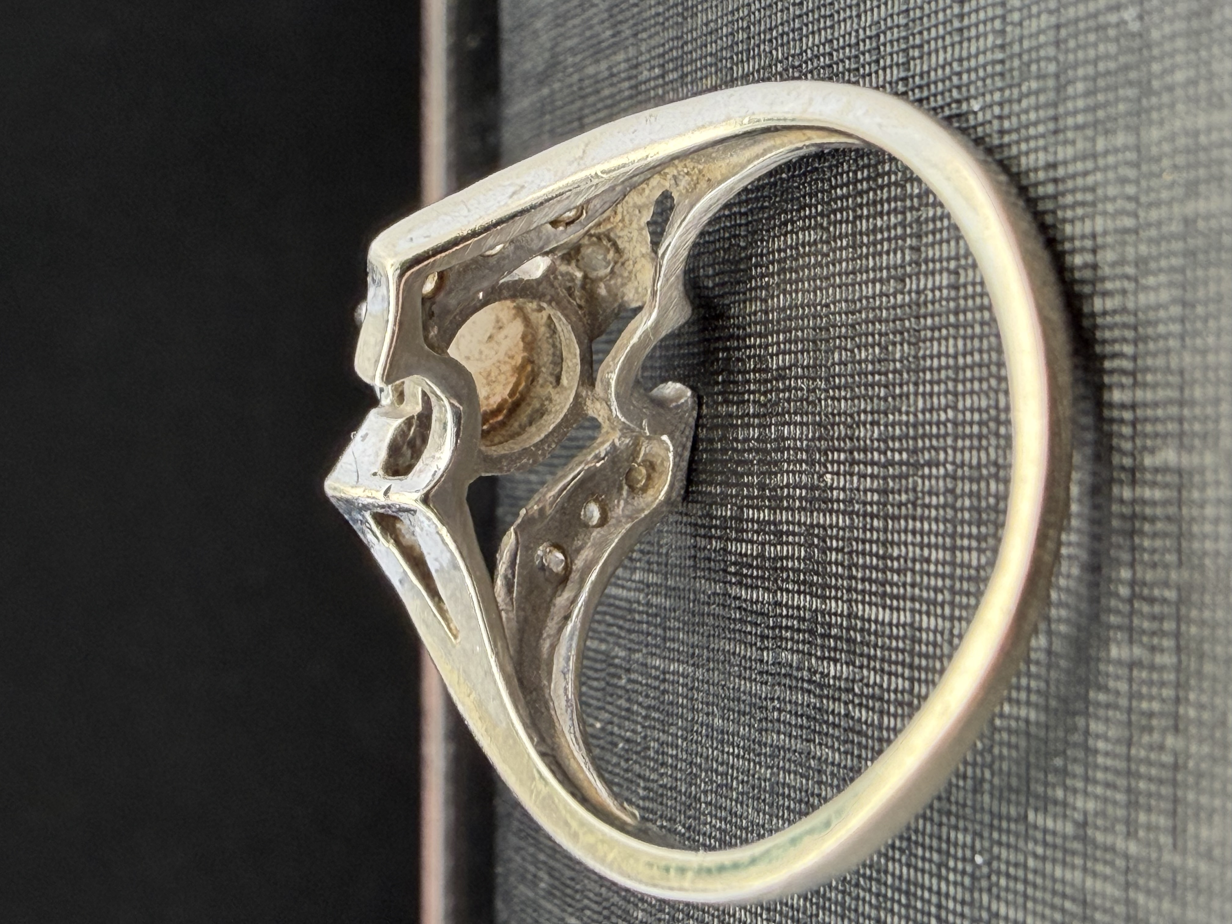 14K White Gold Lab Sapphire and Diamond Ring