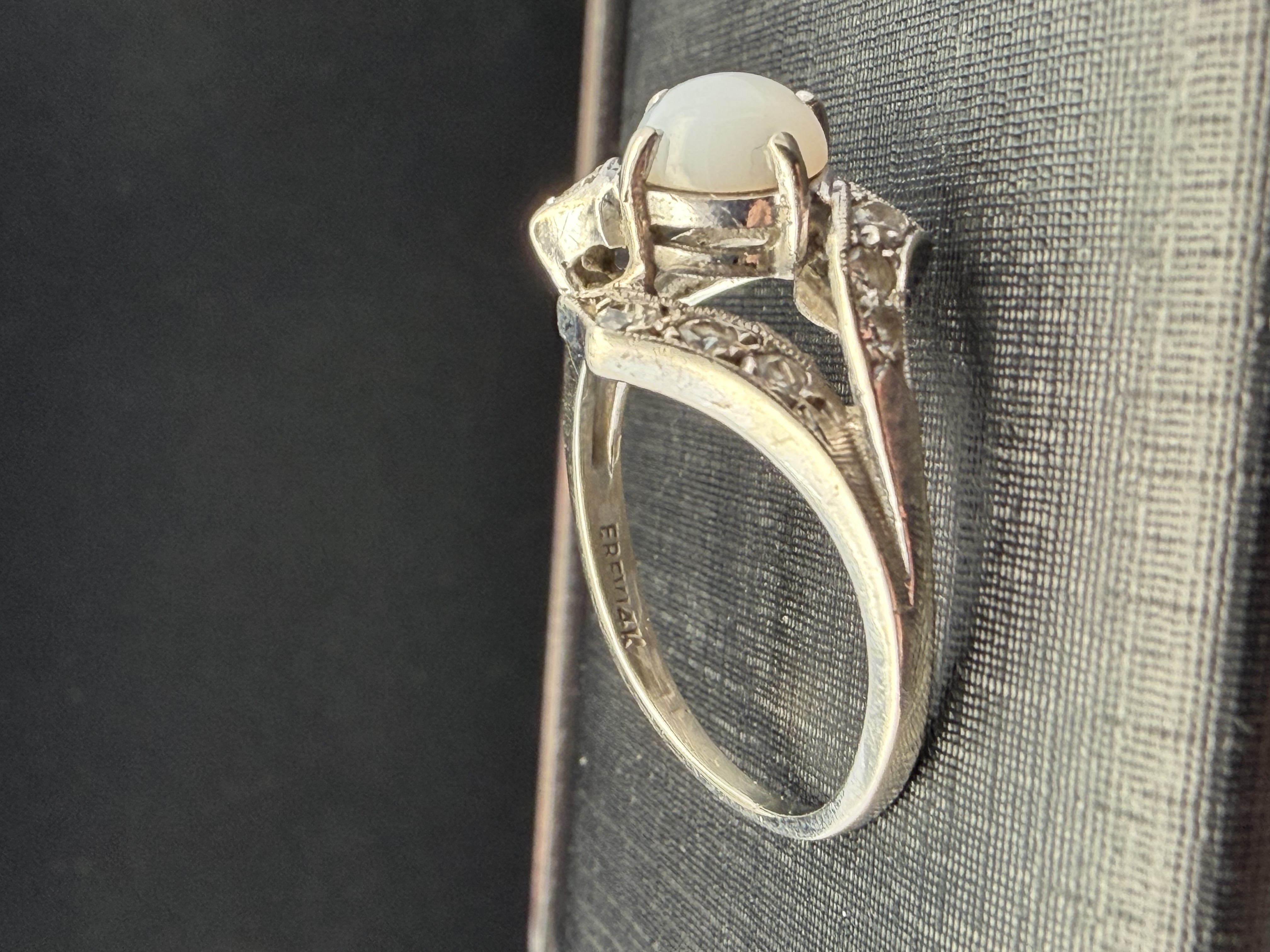 14K White Gold Lab Sapphire and Diamond Ring