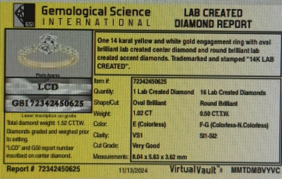 14K Gold Certified Lab Grown Diamond Engagement Ring
