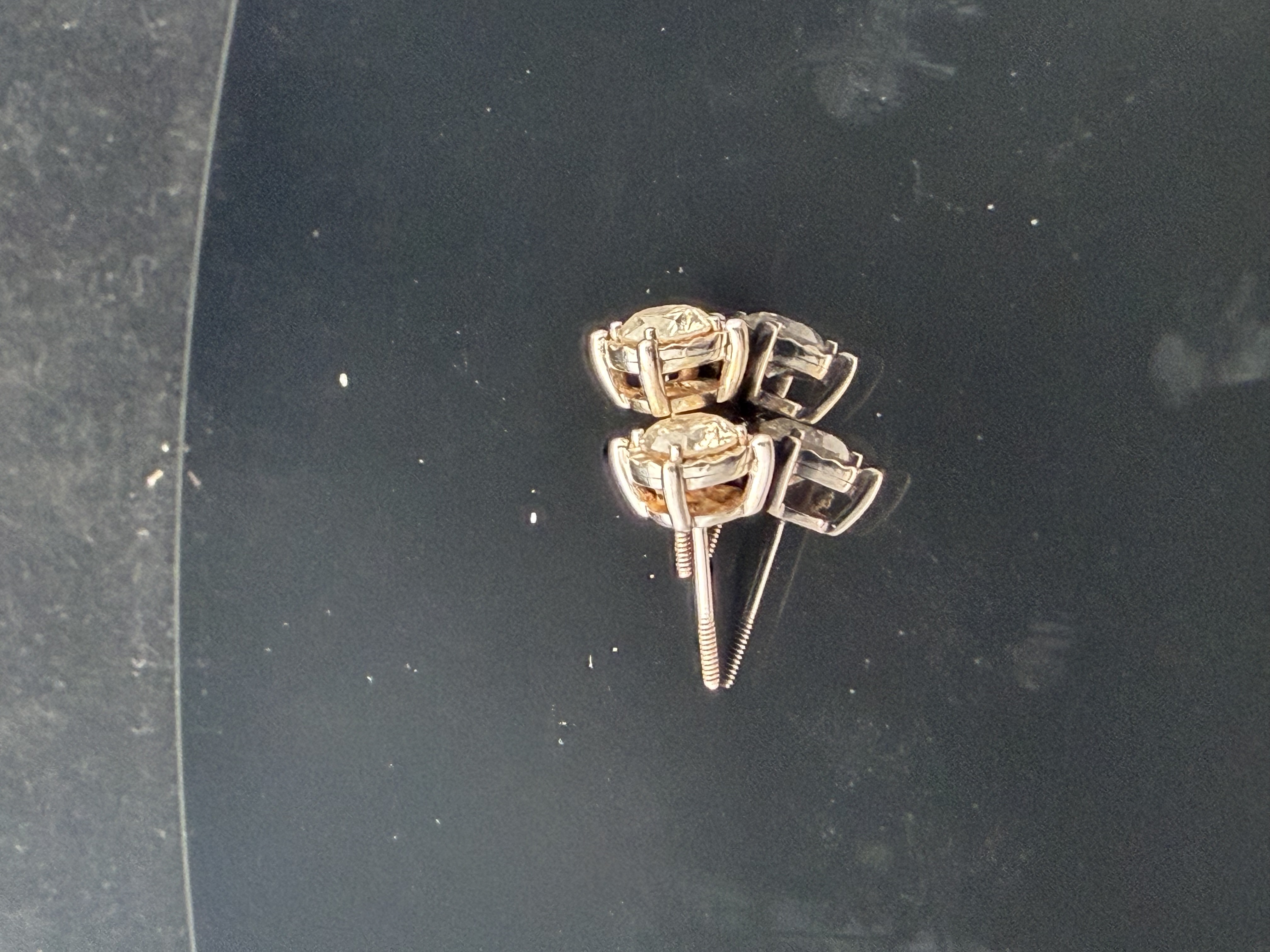 10K White Gold Natural Diamond Studs