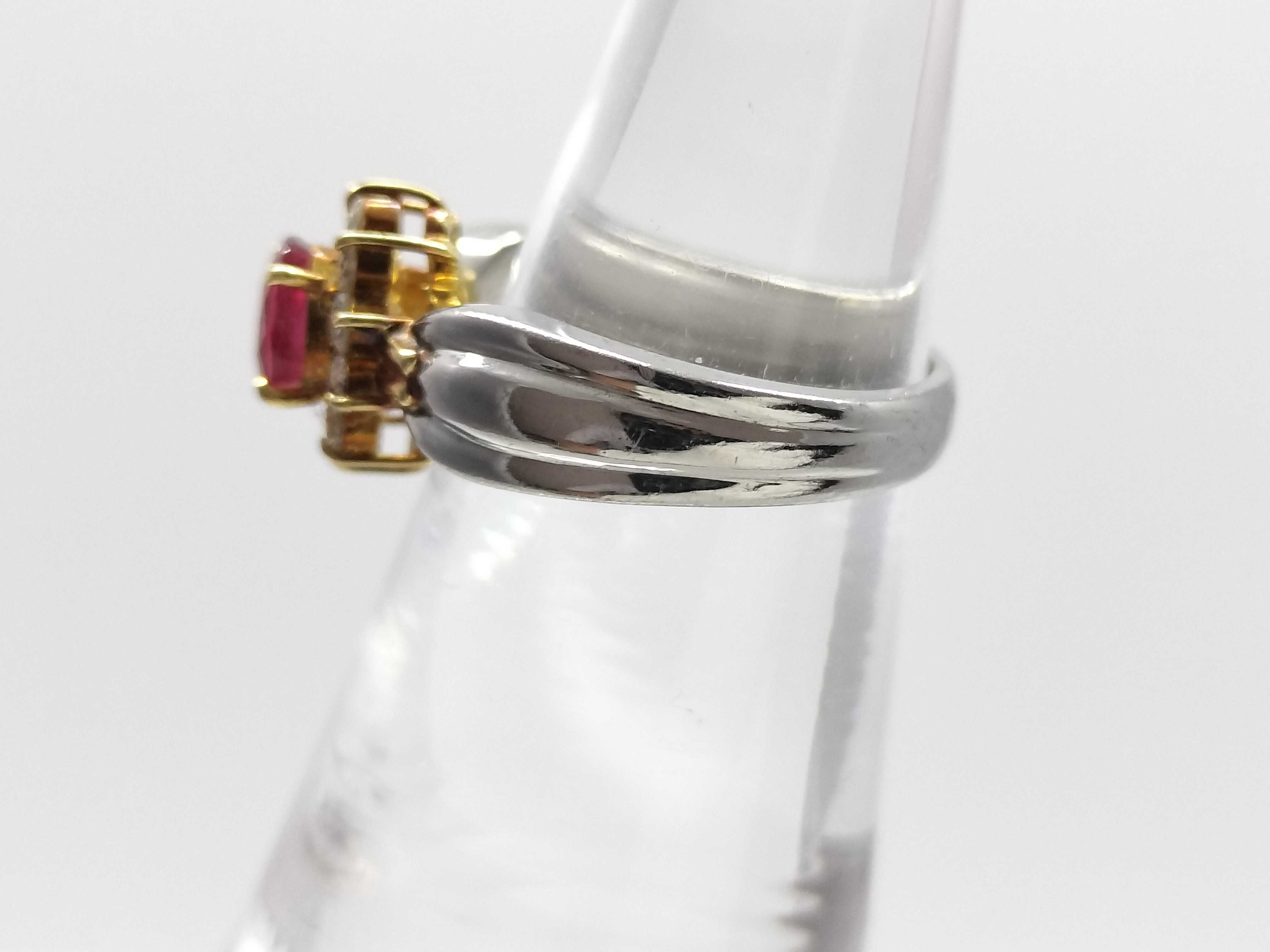 0.83 Carat Ruby and 0.33 Carat Diamond 18K Yellow Gold and Platinum Cluster Ring