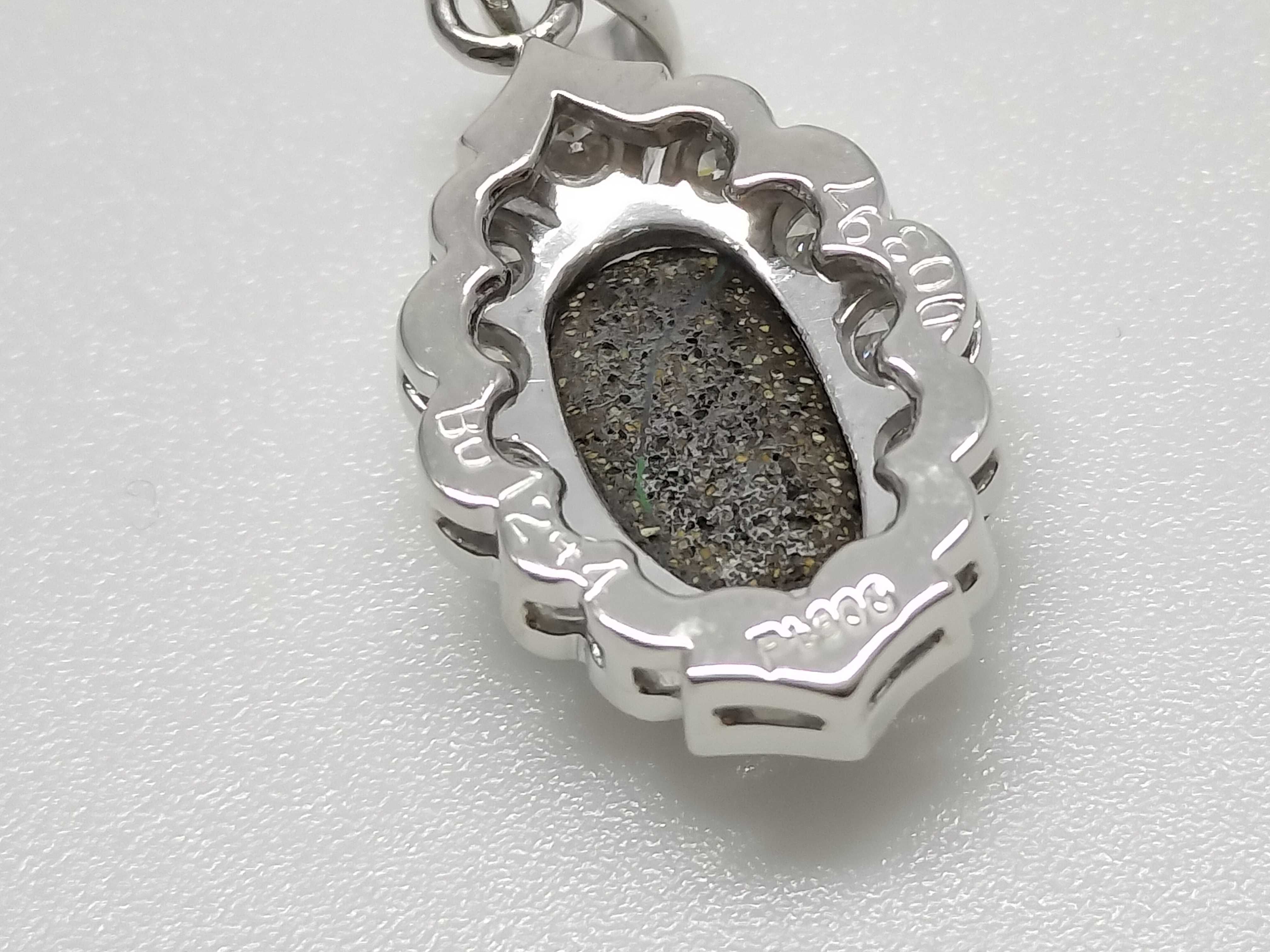 Platinum Natural Boulder Opal and Diamond Halo Pendant
