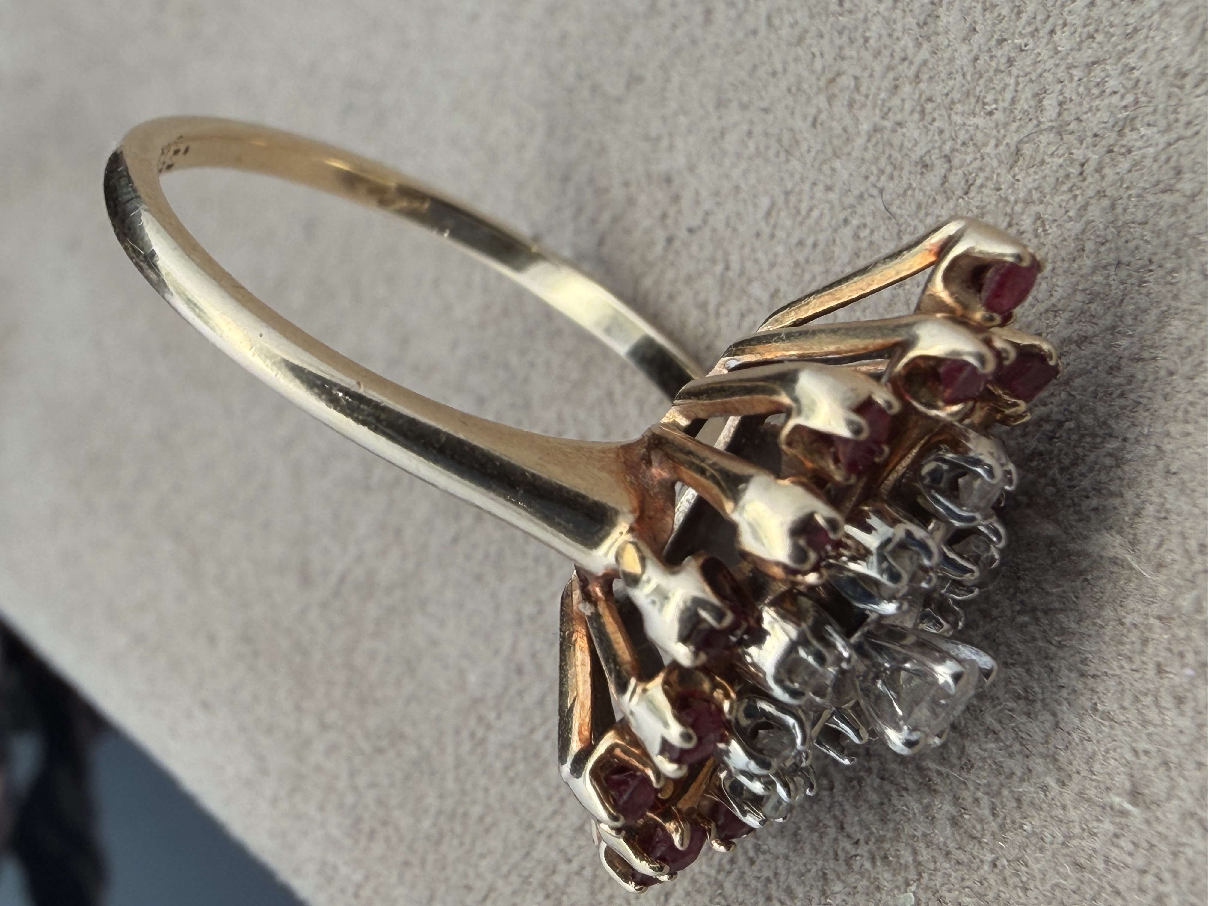 14K Yellow Gold Ruby and Diamond Cocktail Ring