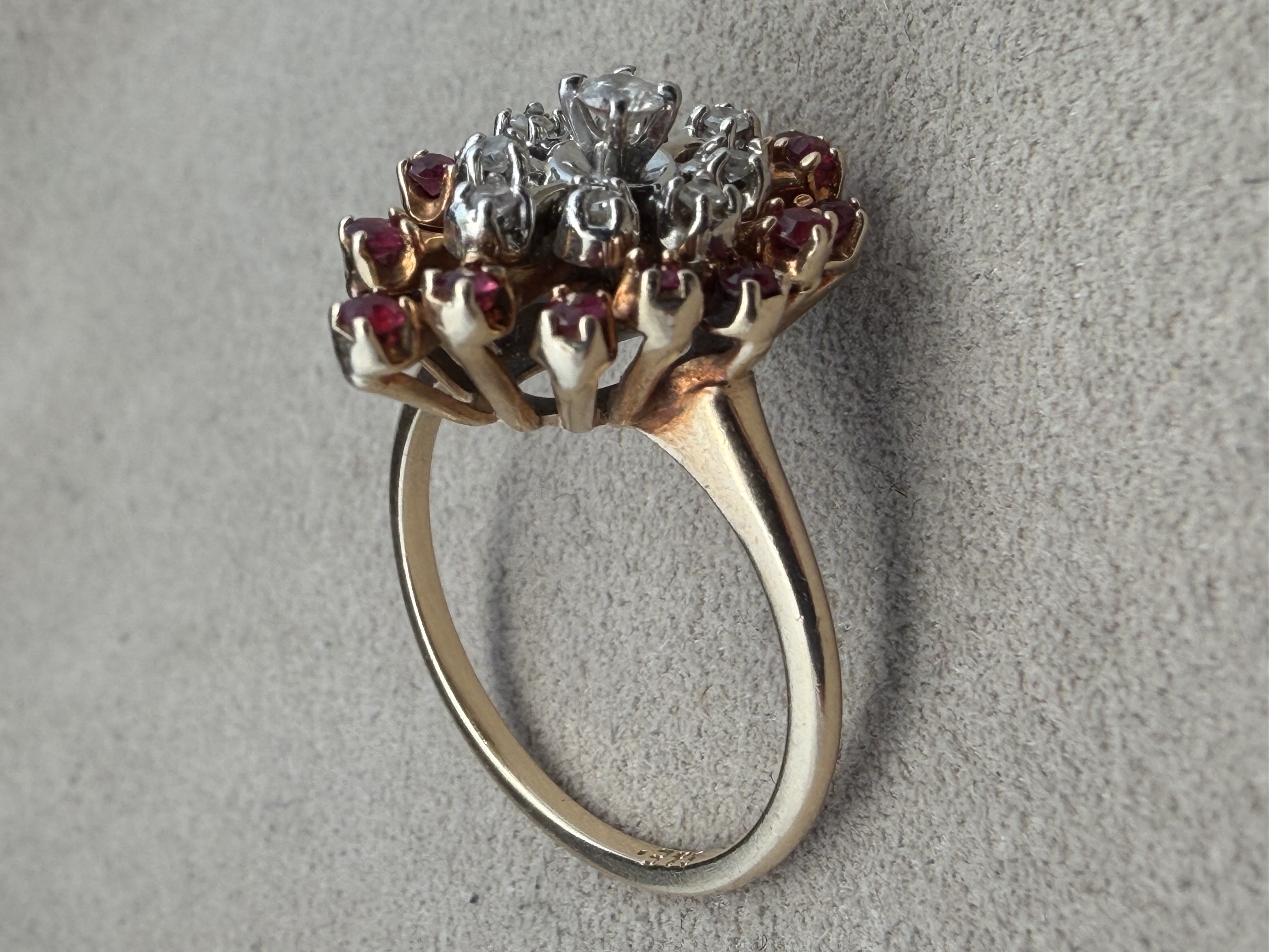 14K Yellow Gold Ruby and Diamond Cocktail Ring