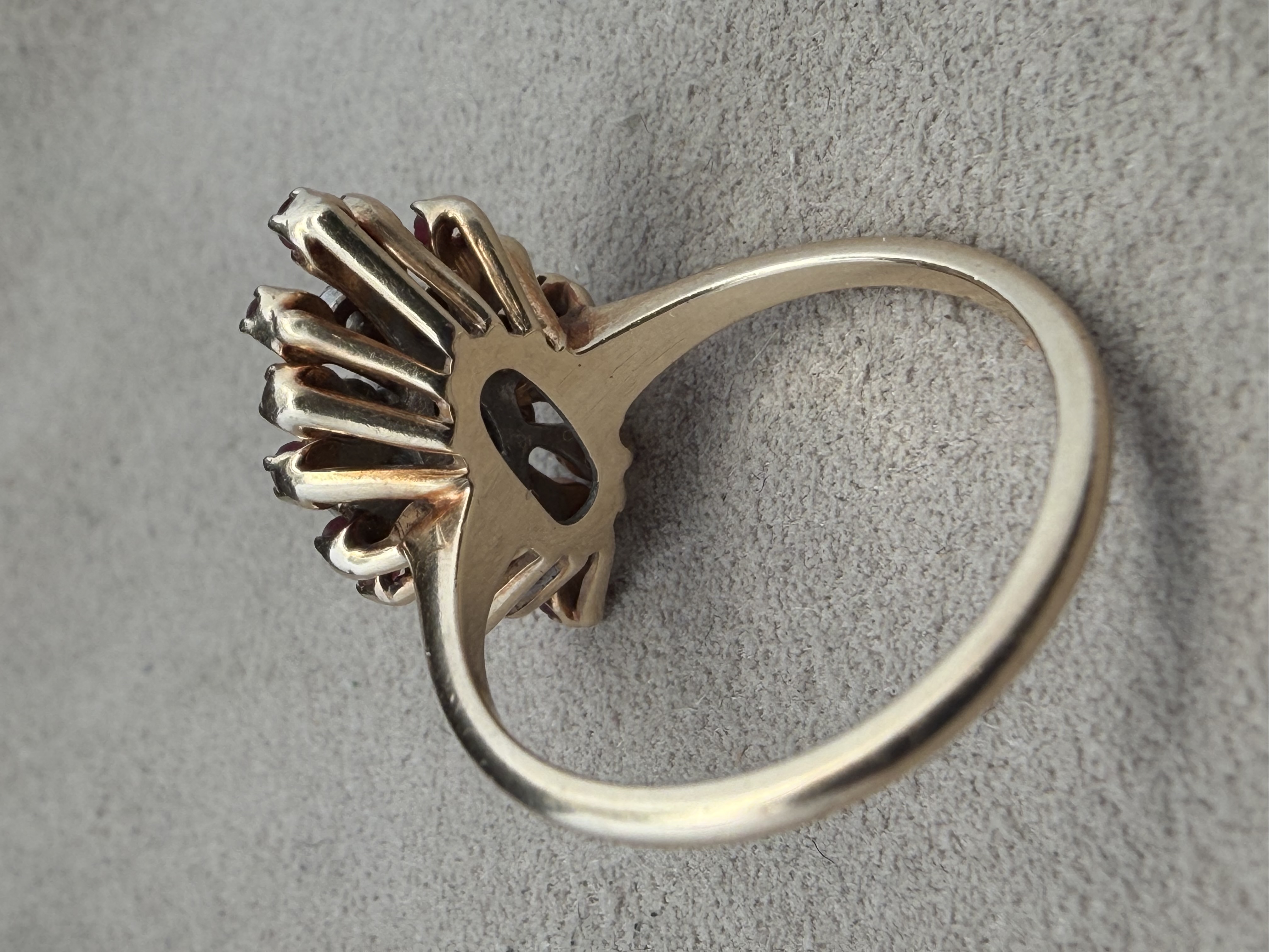 14K Yellow Gold Ruby and Diamond Cocktail Ring