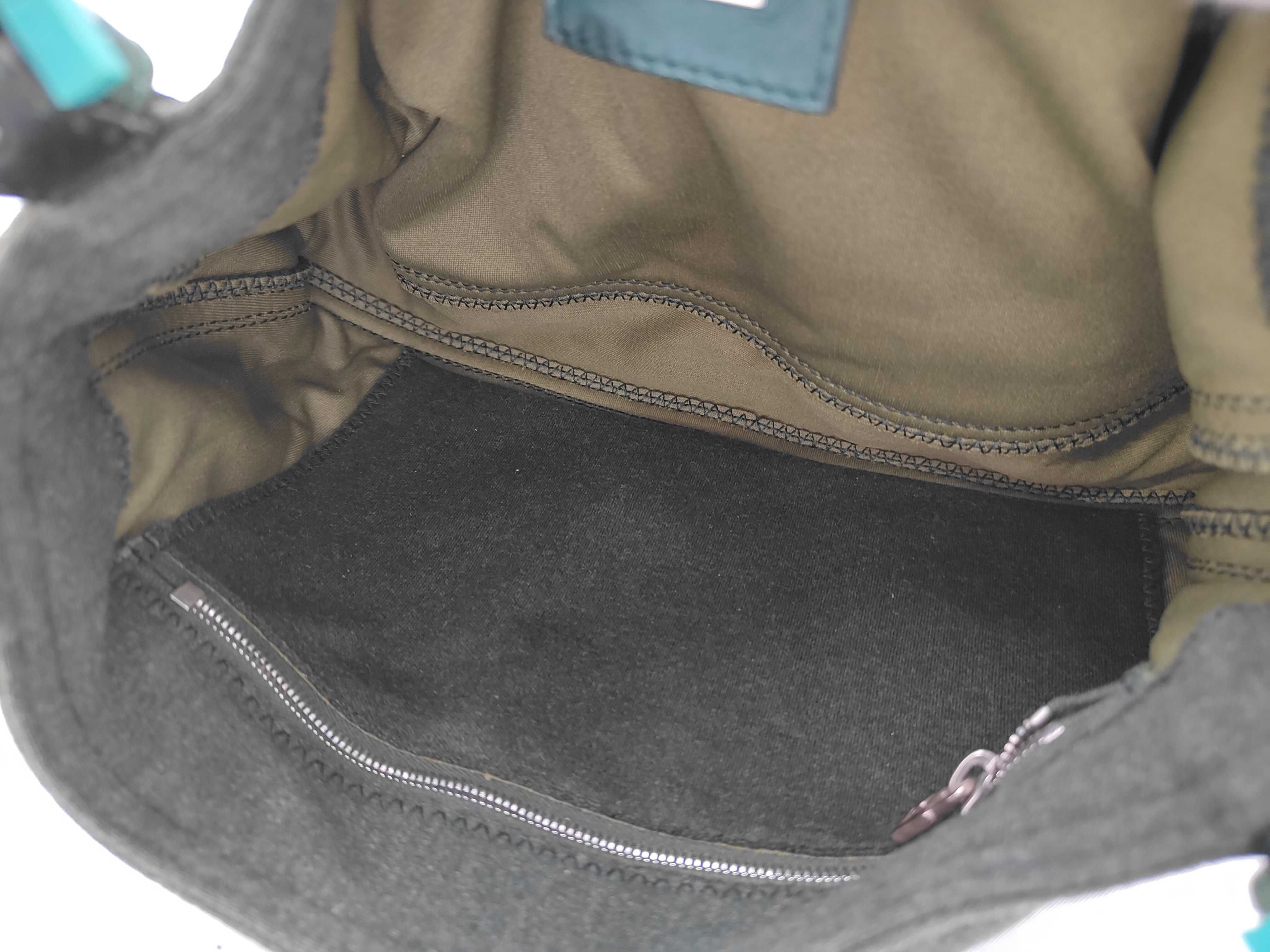 Fendi Dark Olive Green Jersey Fabric Mamma Baguette Bag with Turquoise Hardware