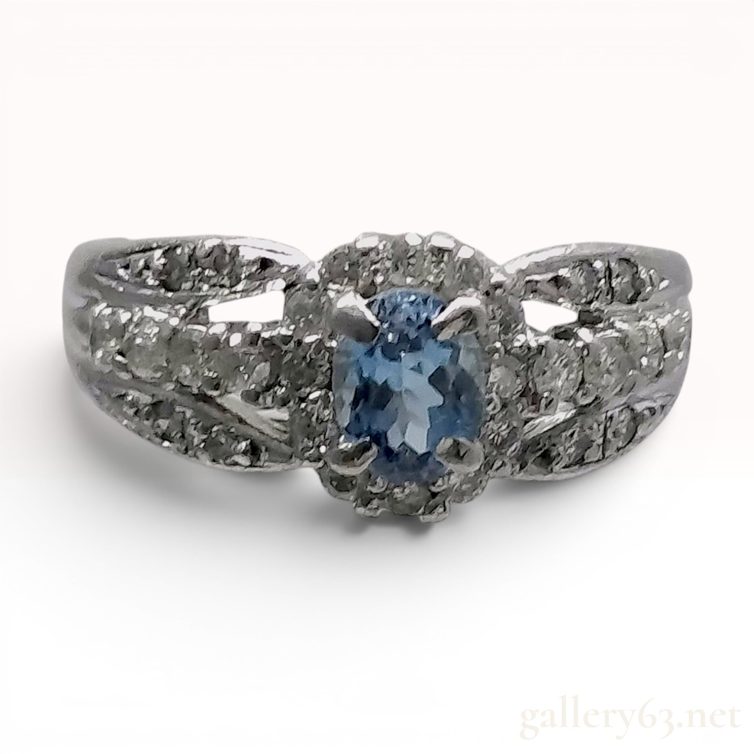 Aquamarine and Diamond Platinum Pinky Ring