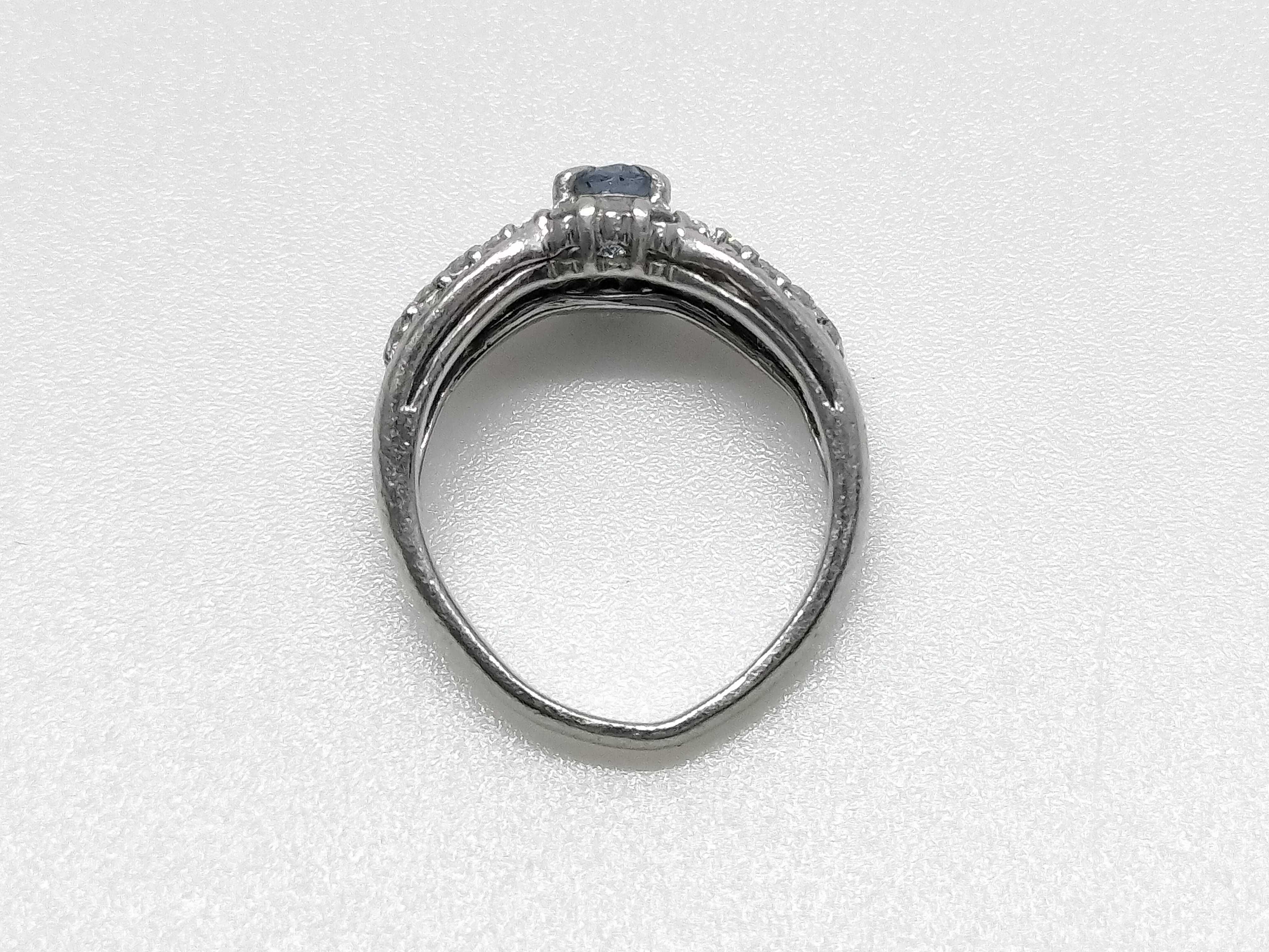 Aquamarine and Diamond Platinum Pinky Ring