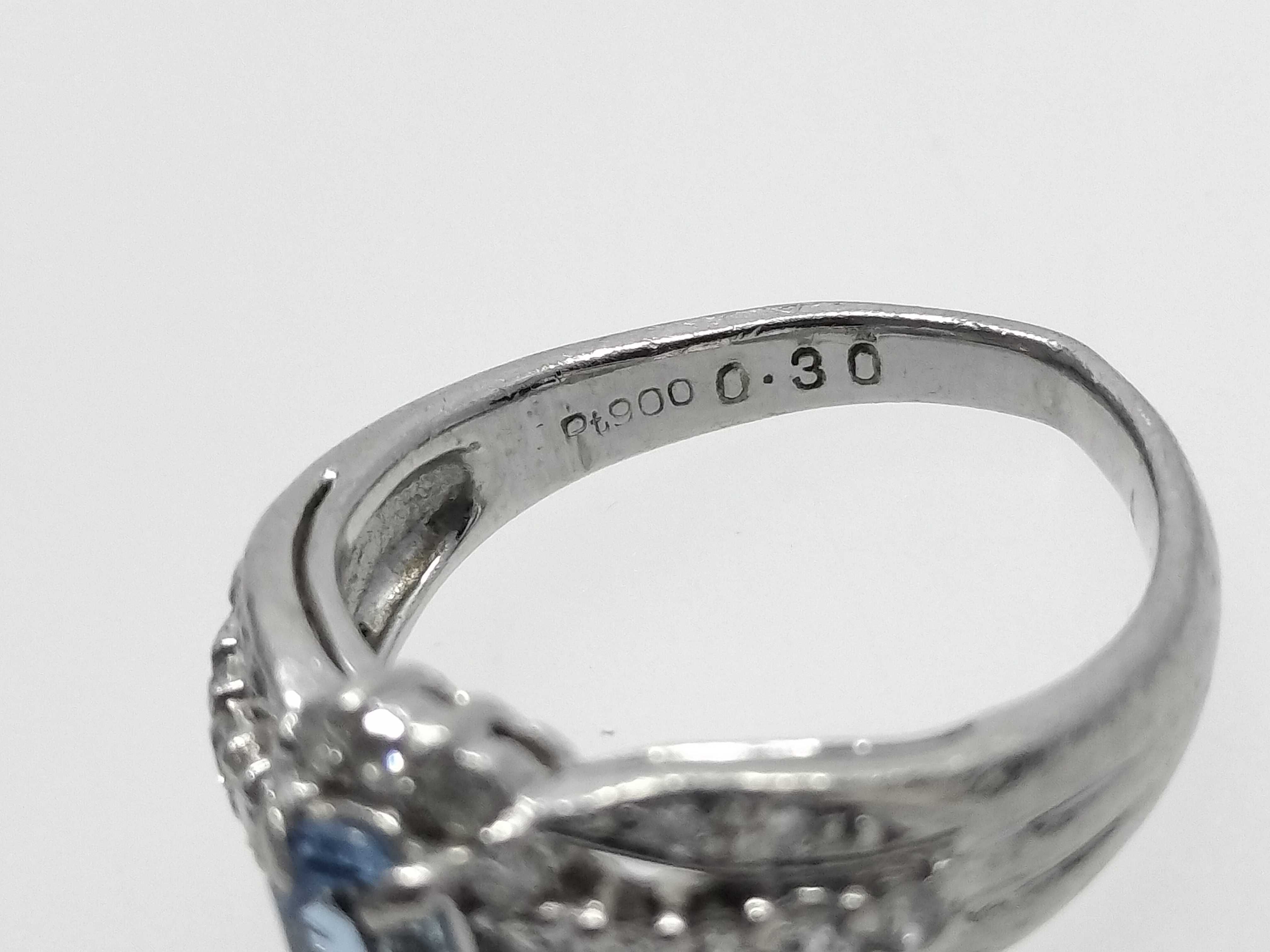 Aquamarine and Diamond Platinum Pinky Ring
