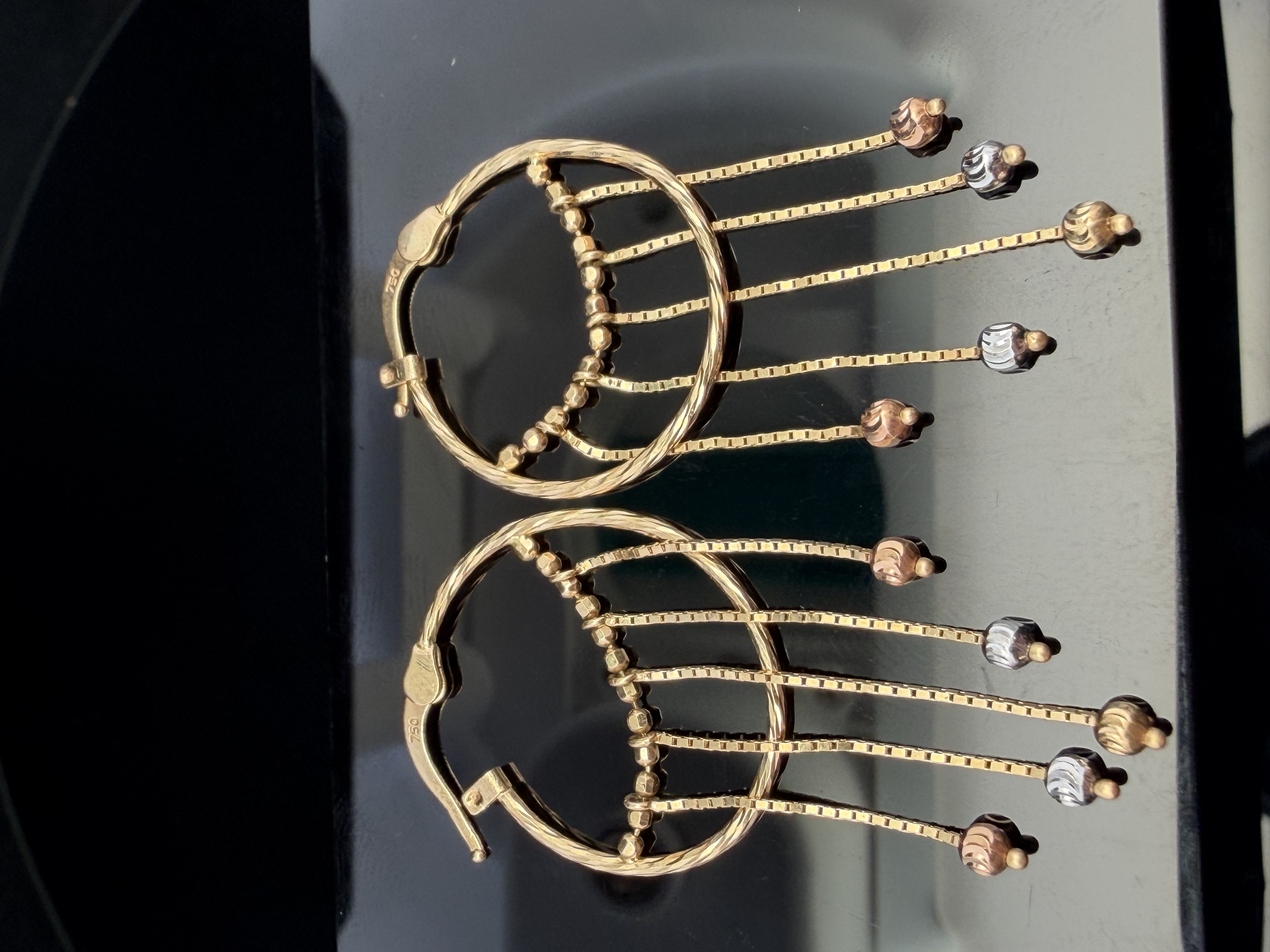18K Tri-tone Gold Earrings
