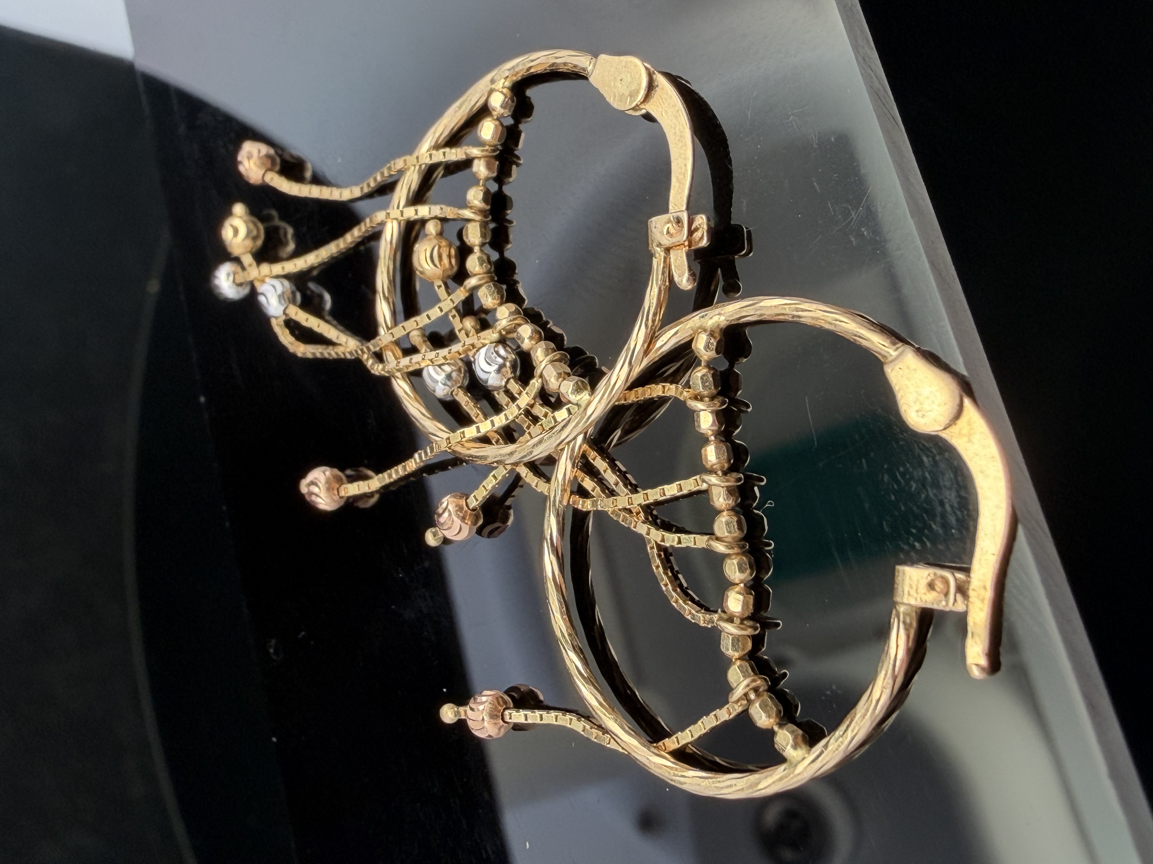 18K Tri-tone Gold Earrings