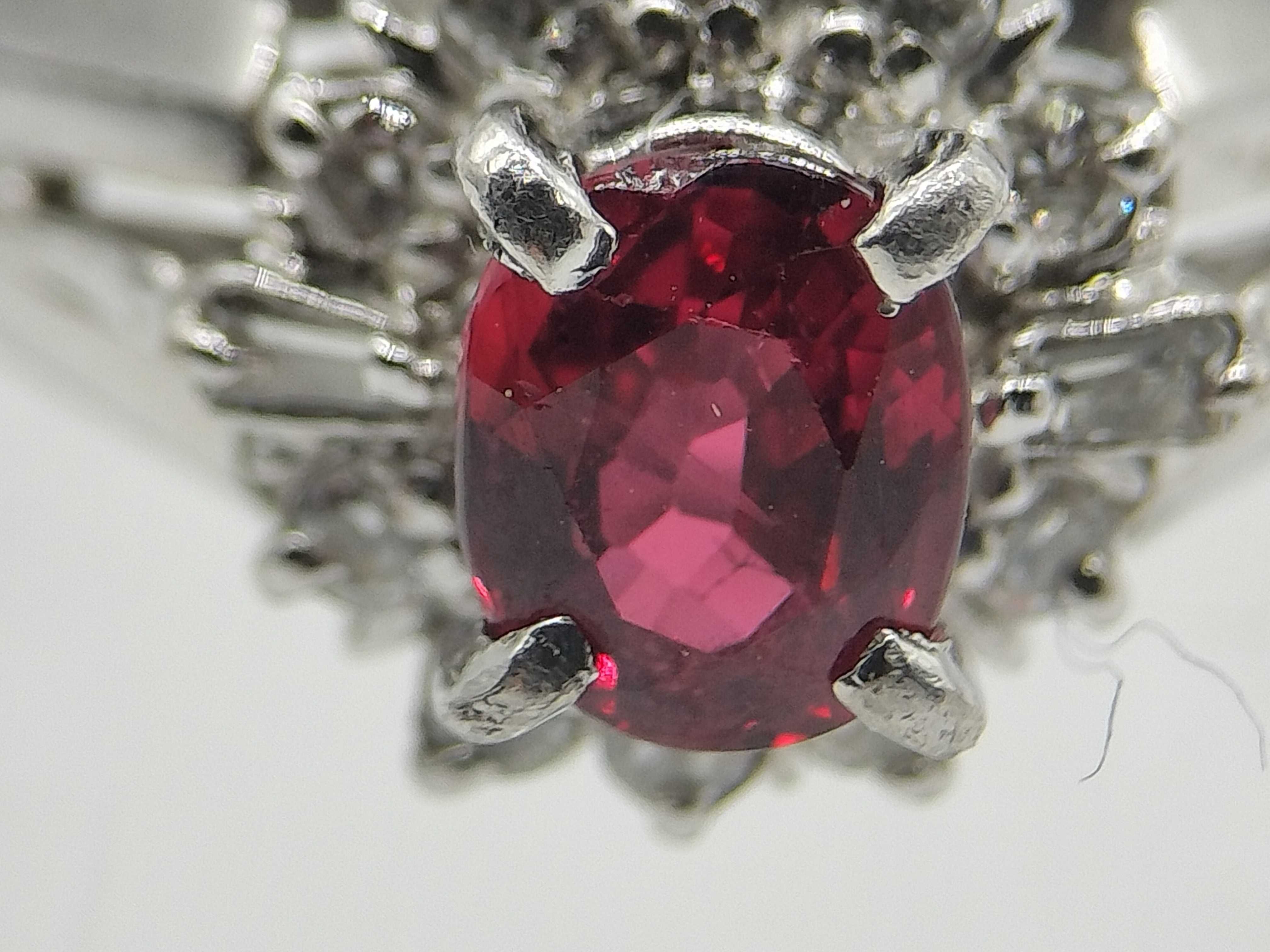 Natural Ruby and Diamond Platinum Cluster Ring