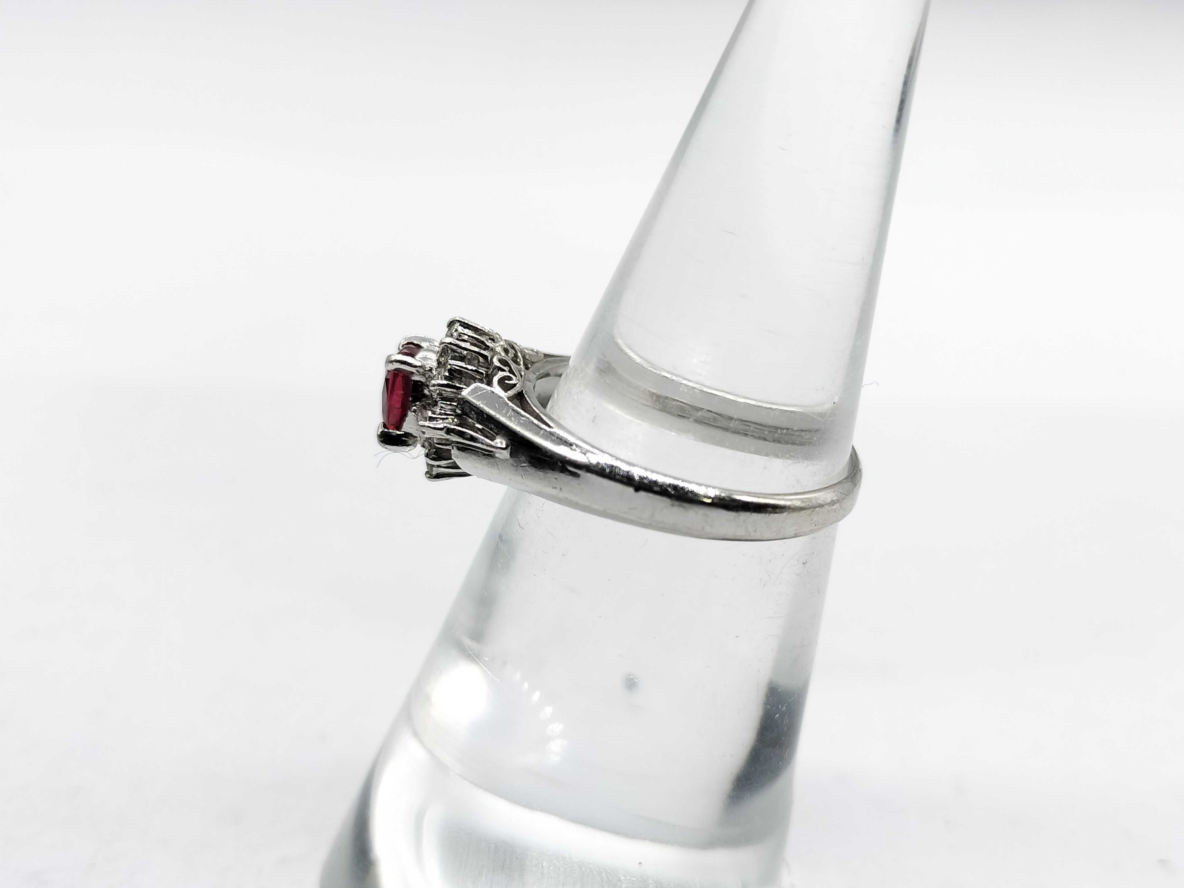 Natural Ruby and Diamond Platinum Cluster Ring