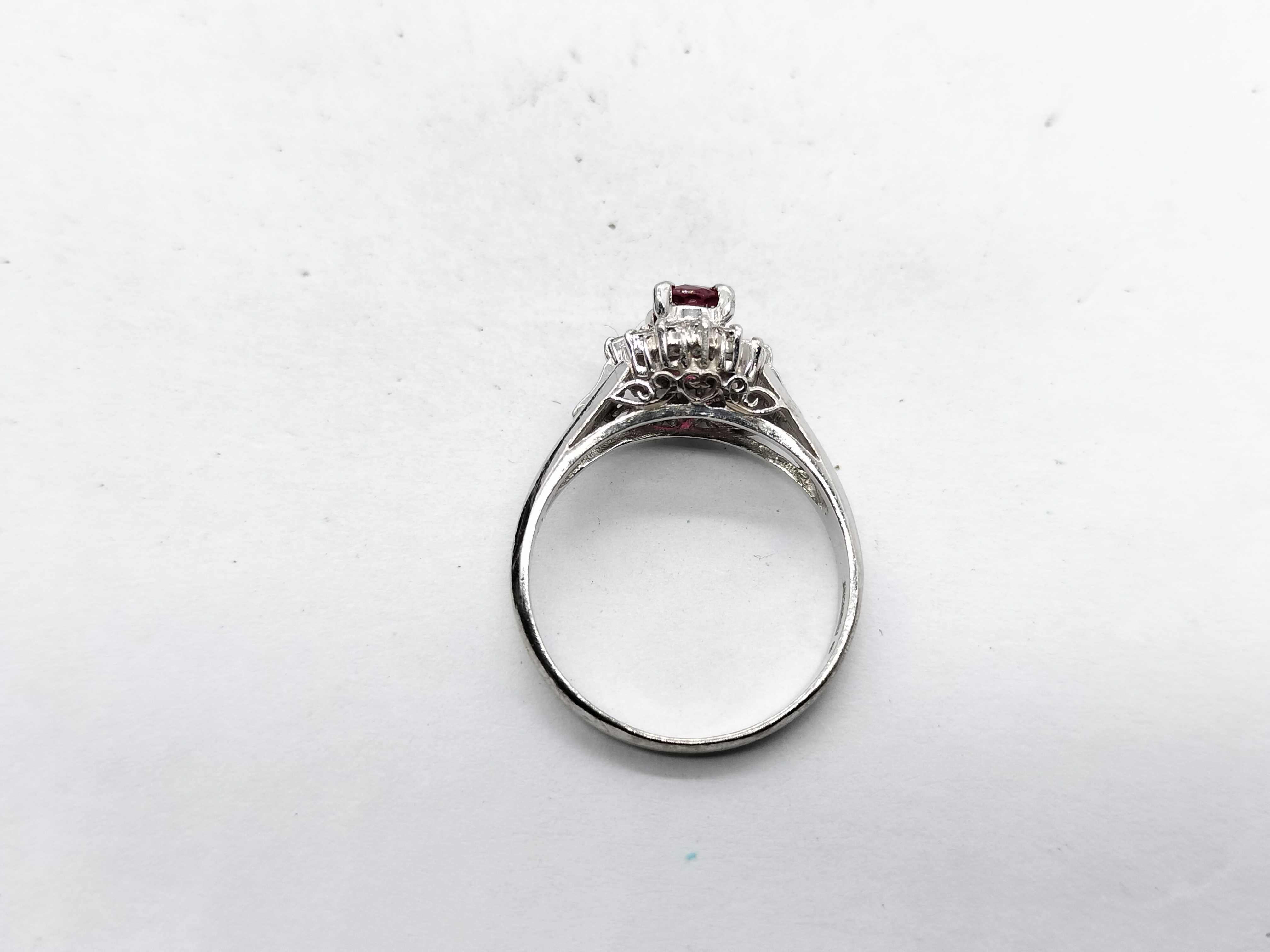 Natural Ruby and Diamond Platinum Cluster Ring