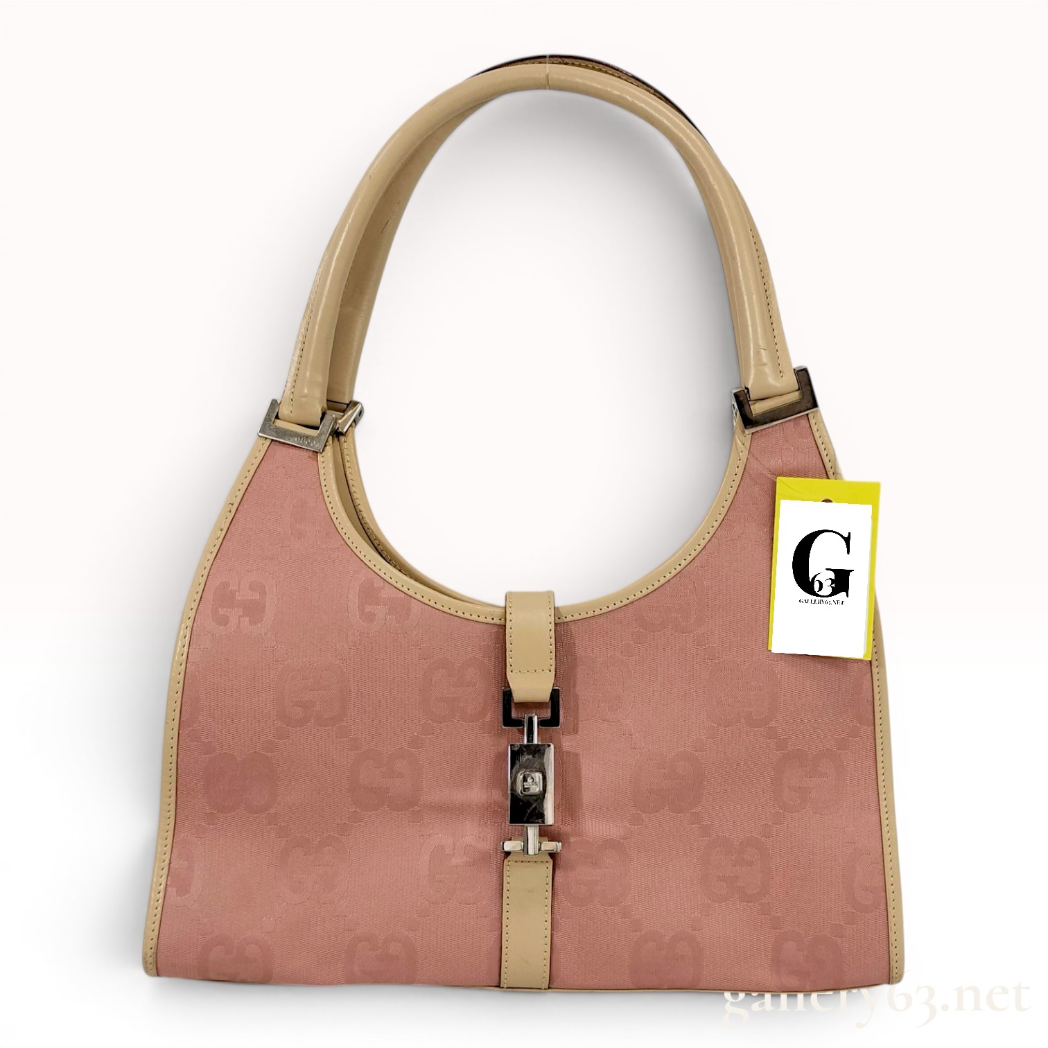 Gucci Pink GG Canvas and Leather Jackie Bardot Hobo Bag