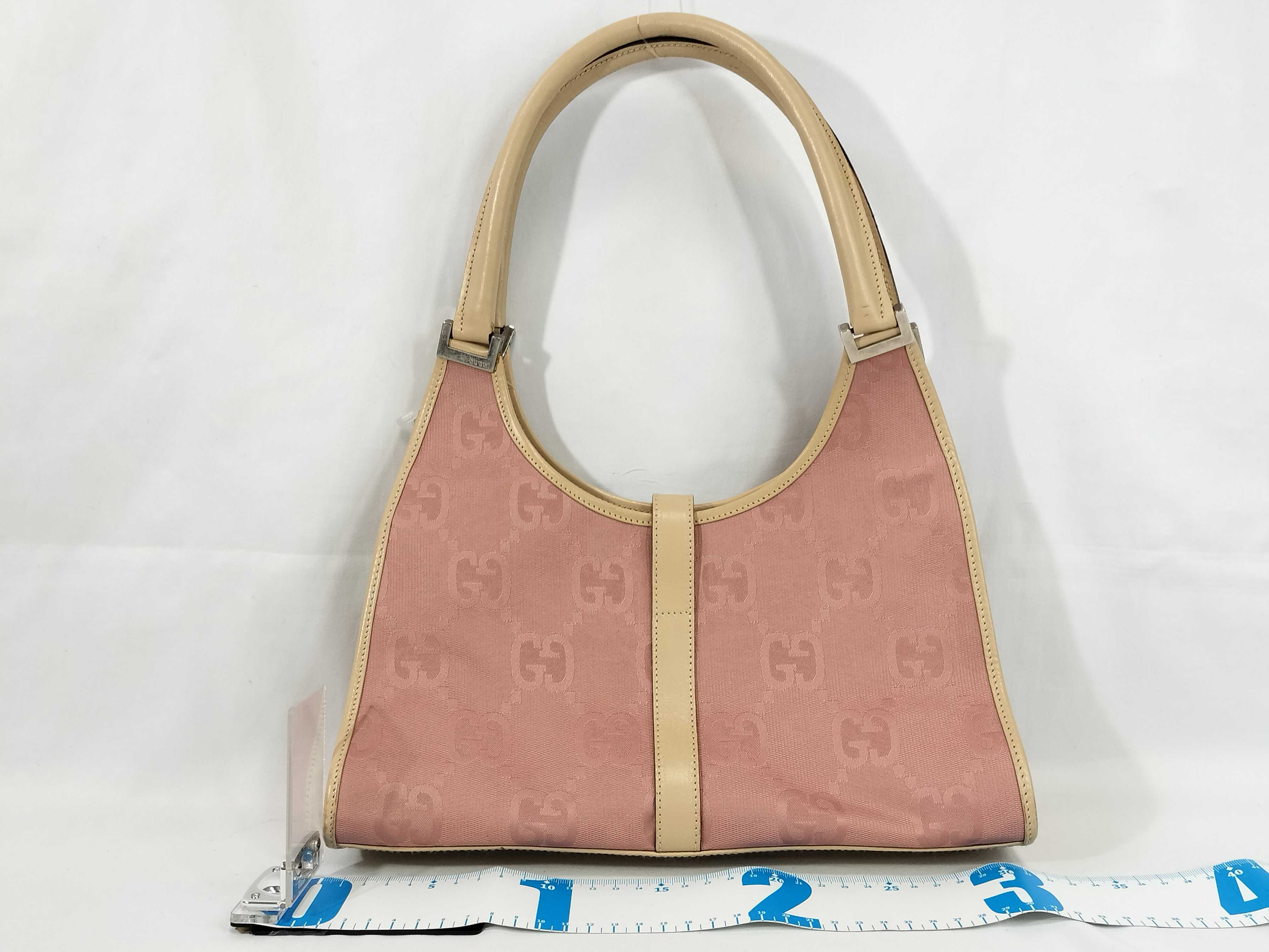 Gucci Pink GG Canvas and Leather Jackie Bardot Hobo Bag