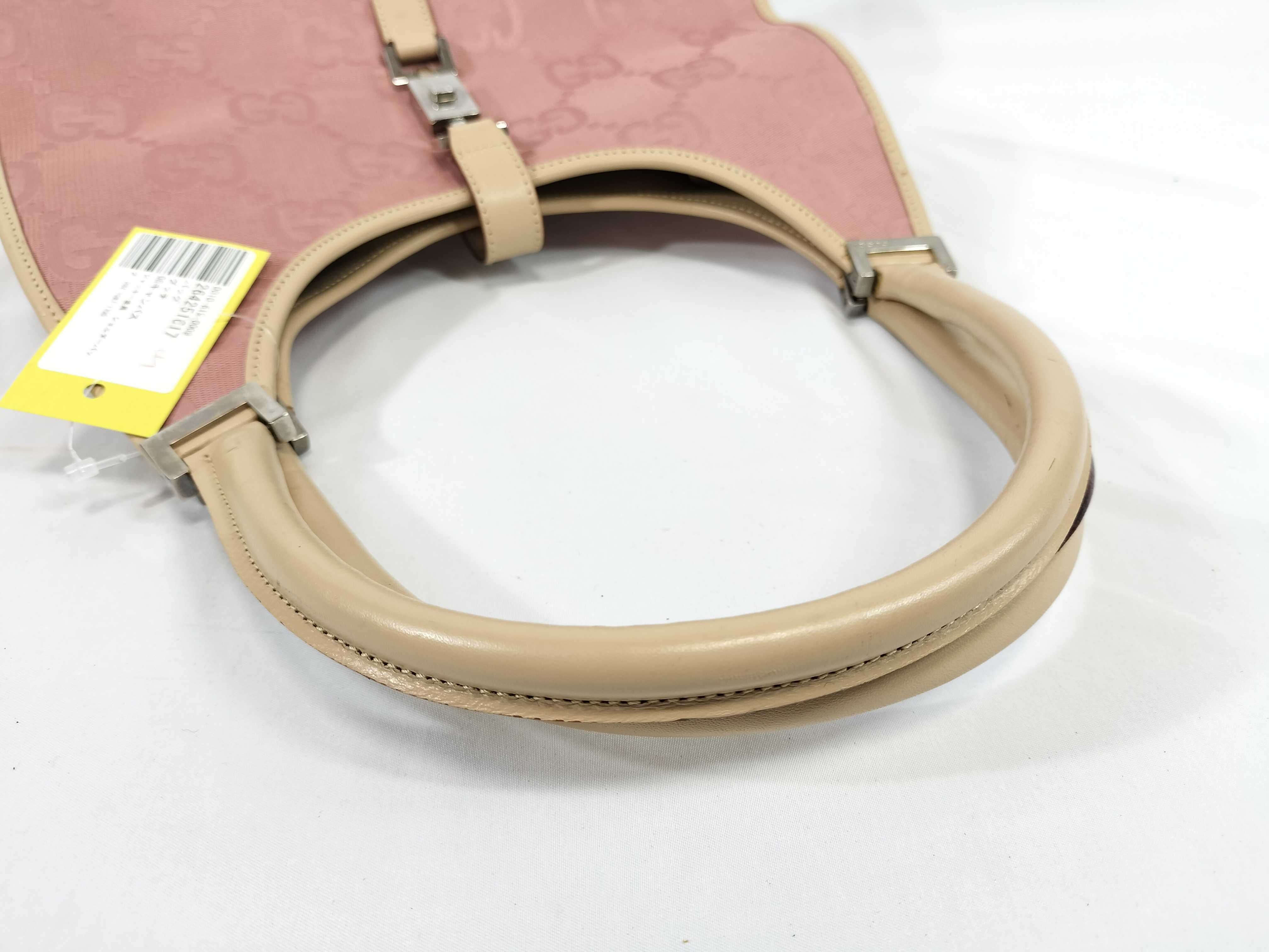 Gucci Pink GG Canvas and Leather Jackie Bardot Hobo Bag