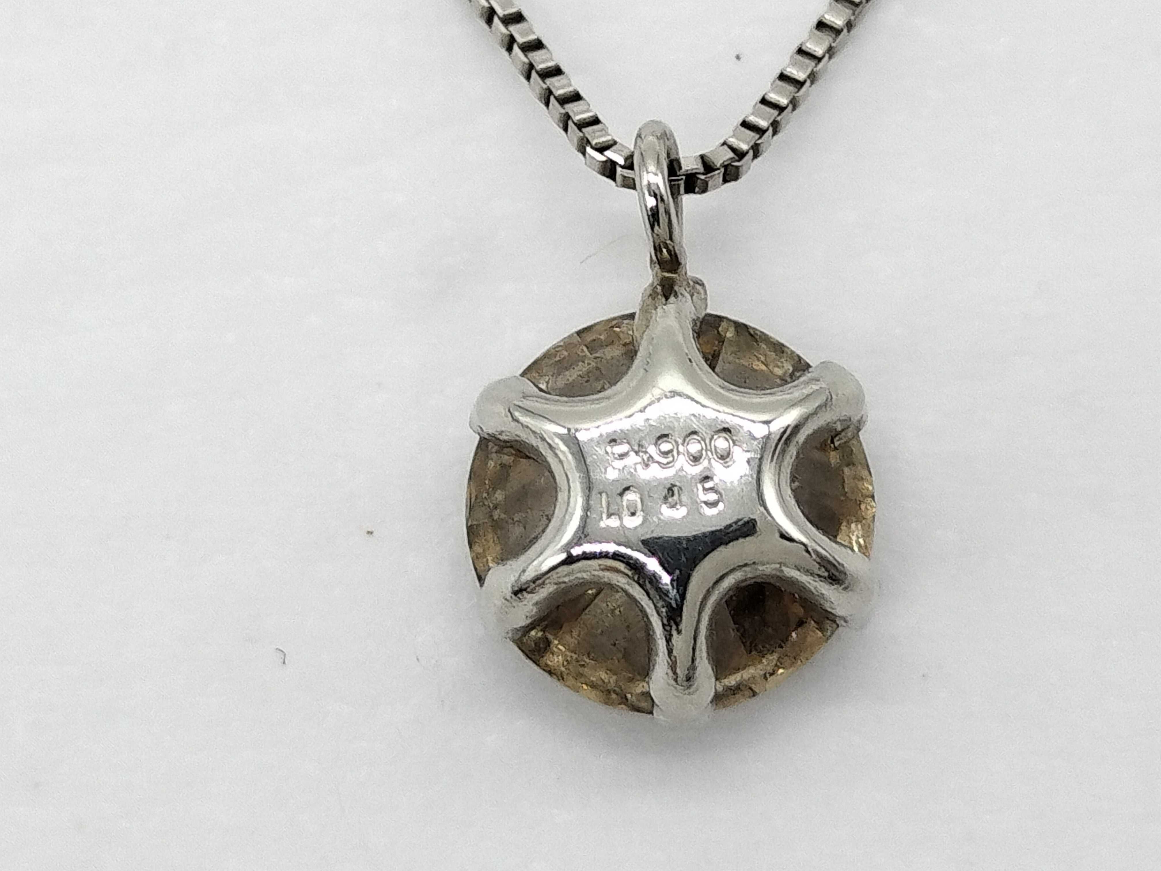 Solitaire Champagne Diamond and Platinum Pendant Necklace