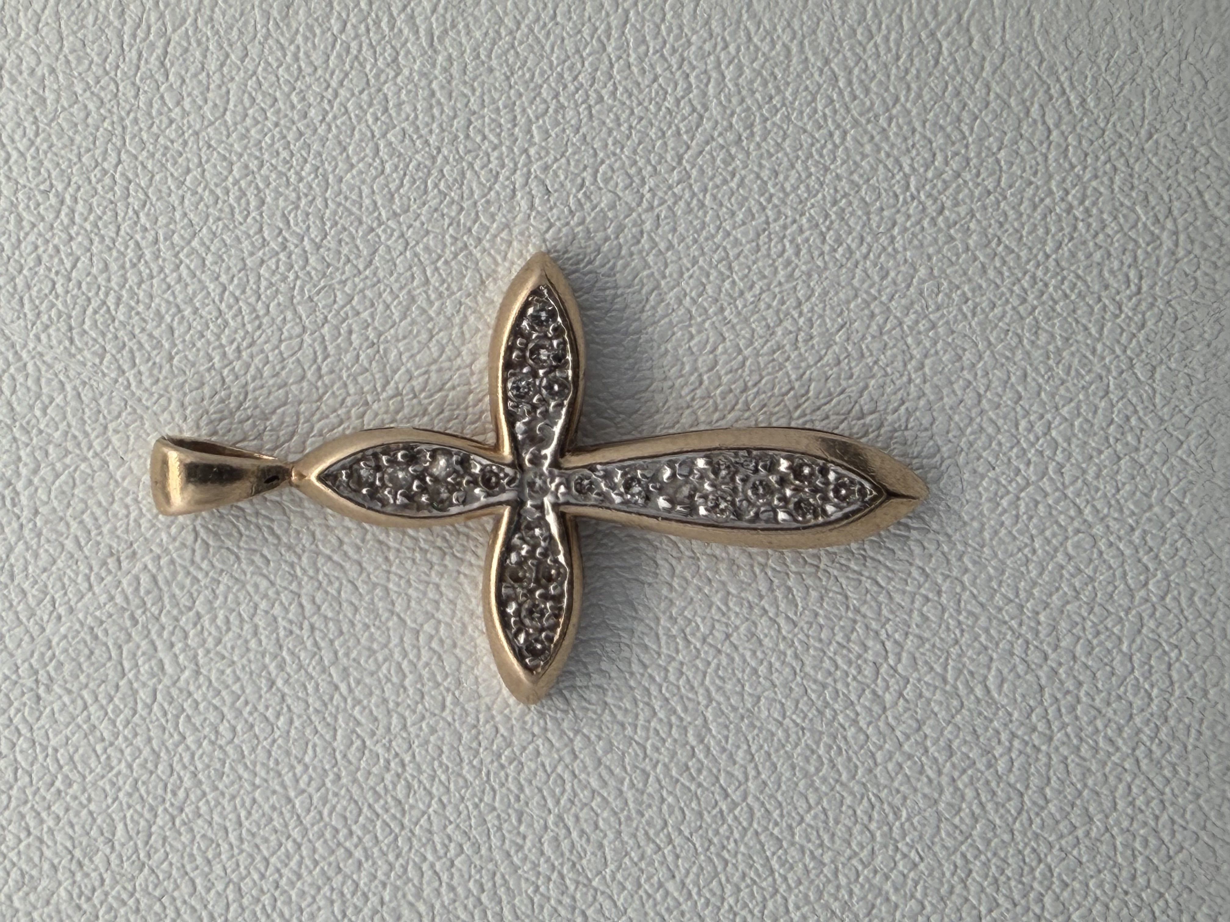 14K Yellow Gold Natural Diamond Cross Pendant