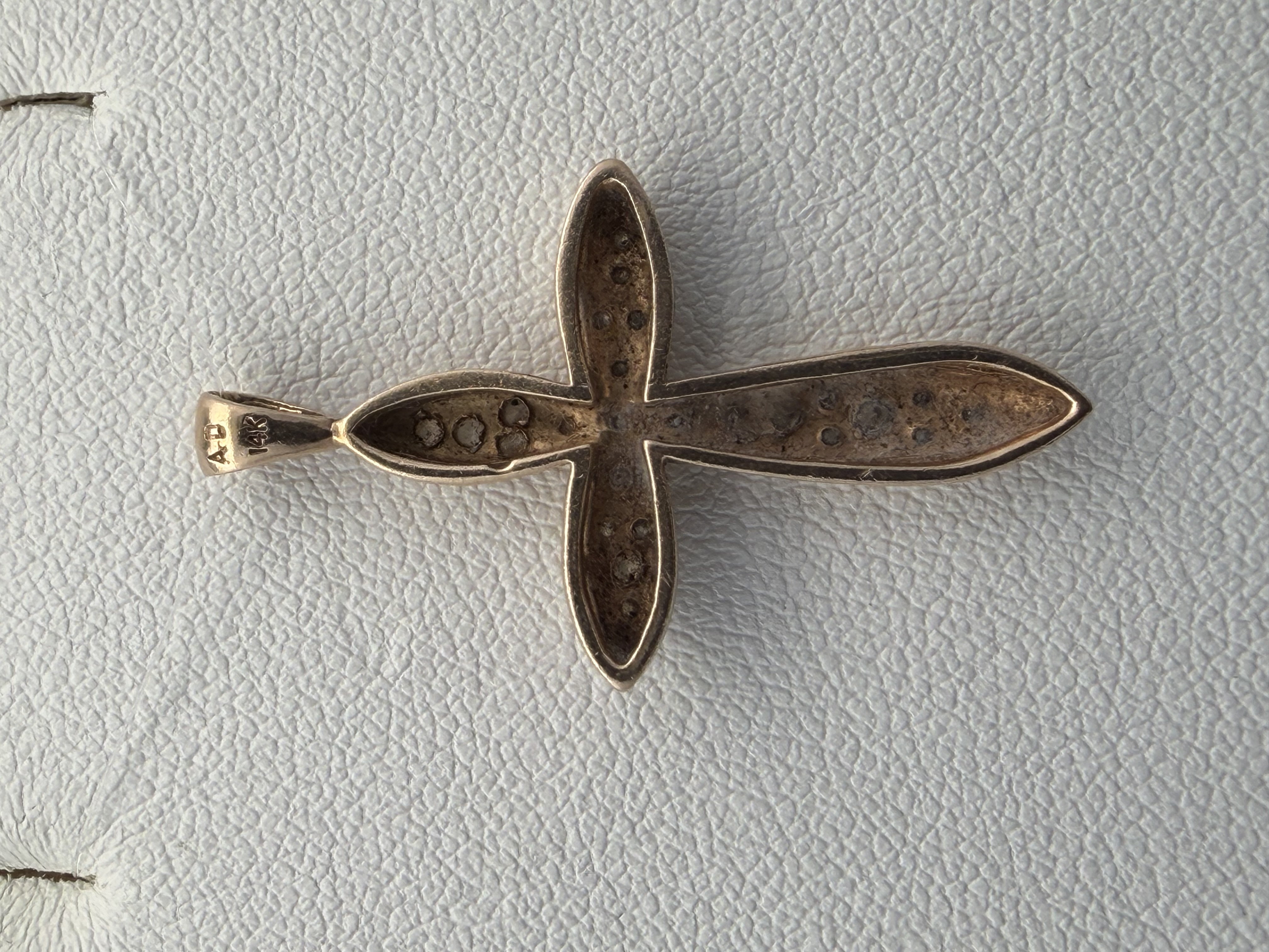 14K Yellow Gold Natural Diamond Cross Pendant