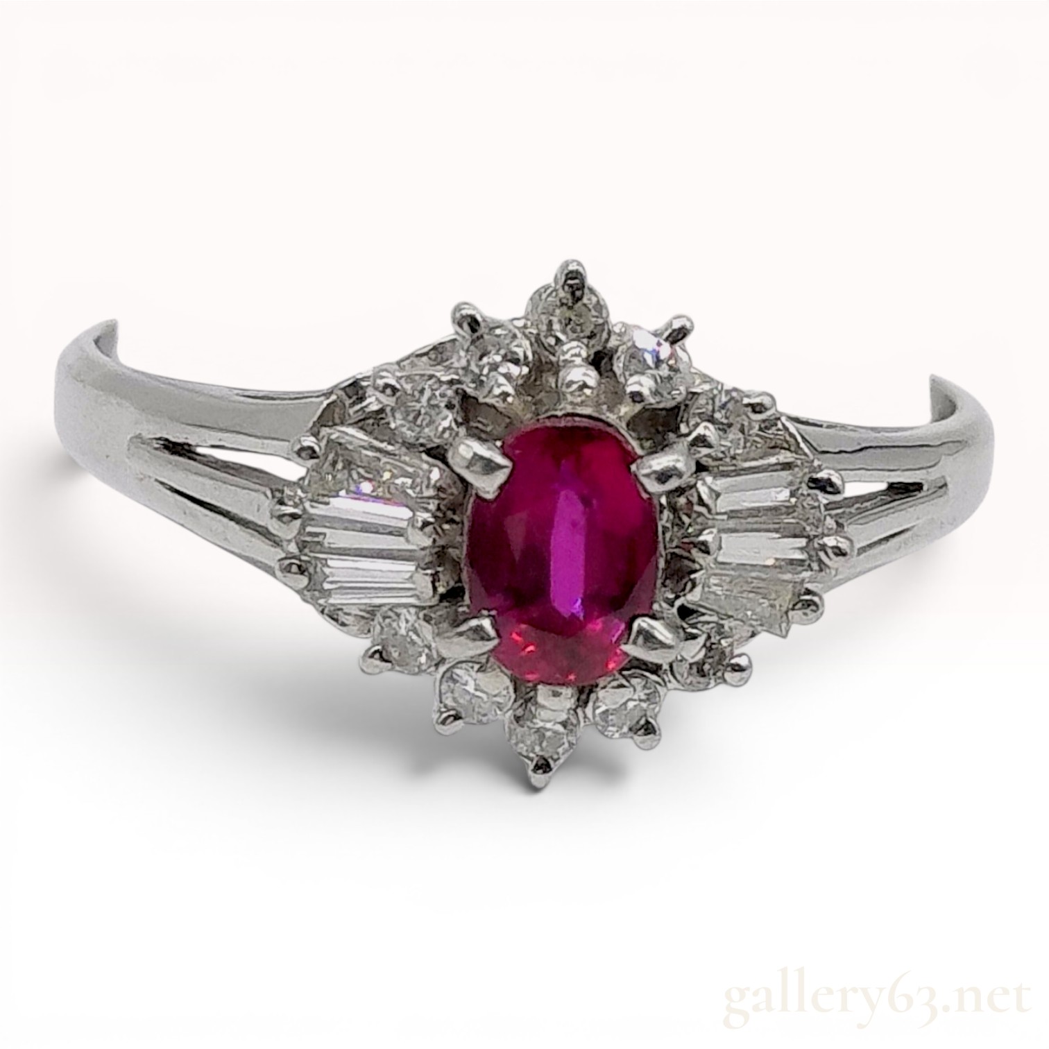 Platinum Ruby and Diamond Cocktail Ring